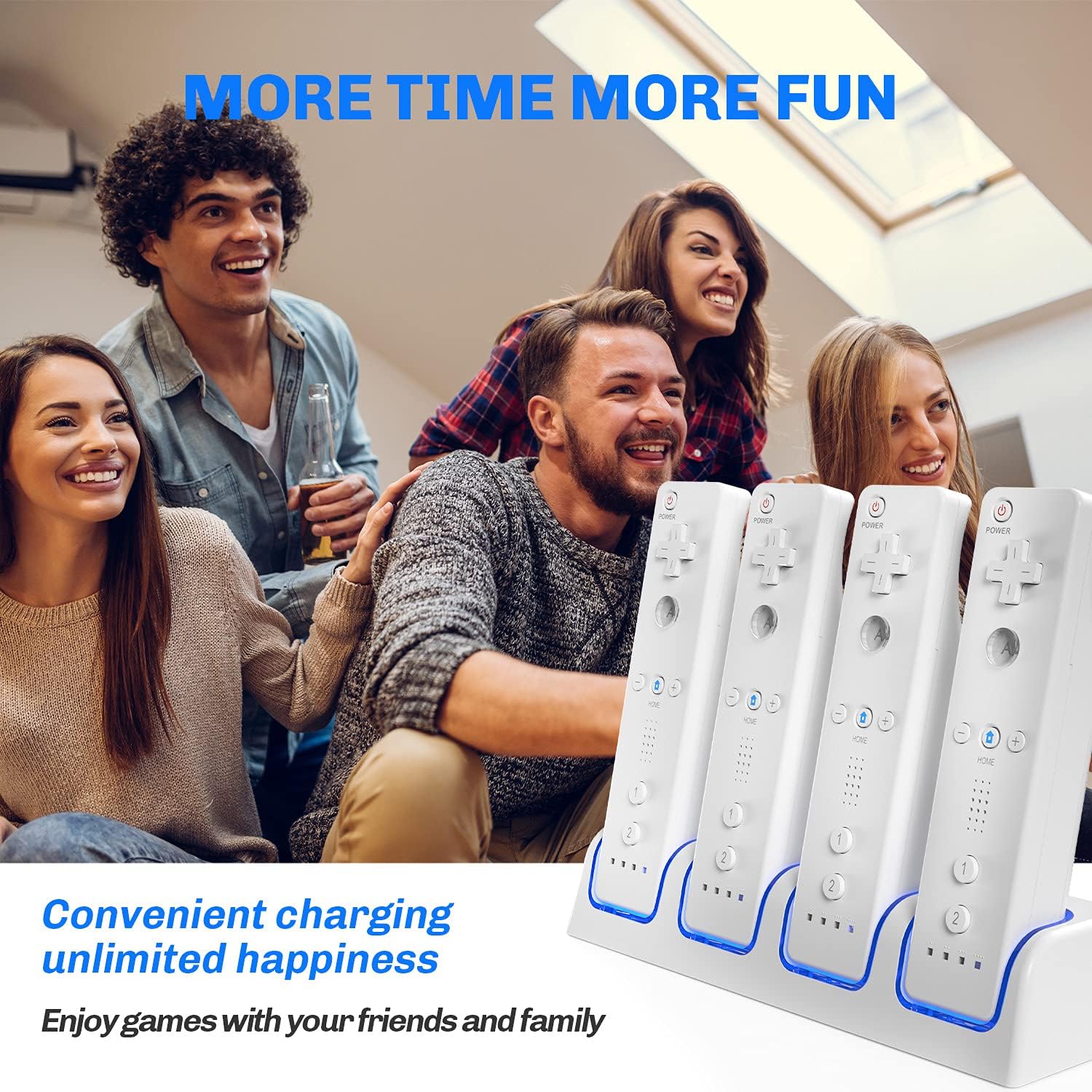 VOYEE Charger Station for Charging Wii Remote Controller with 4 Rechargeable 2800 mAh Battery Packs, 4-in-1 Controller Charger Compatible with Nintendo Wii/Wii U Controller - White: Electronics