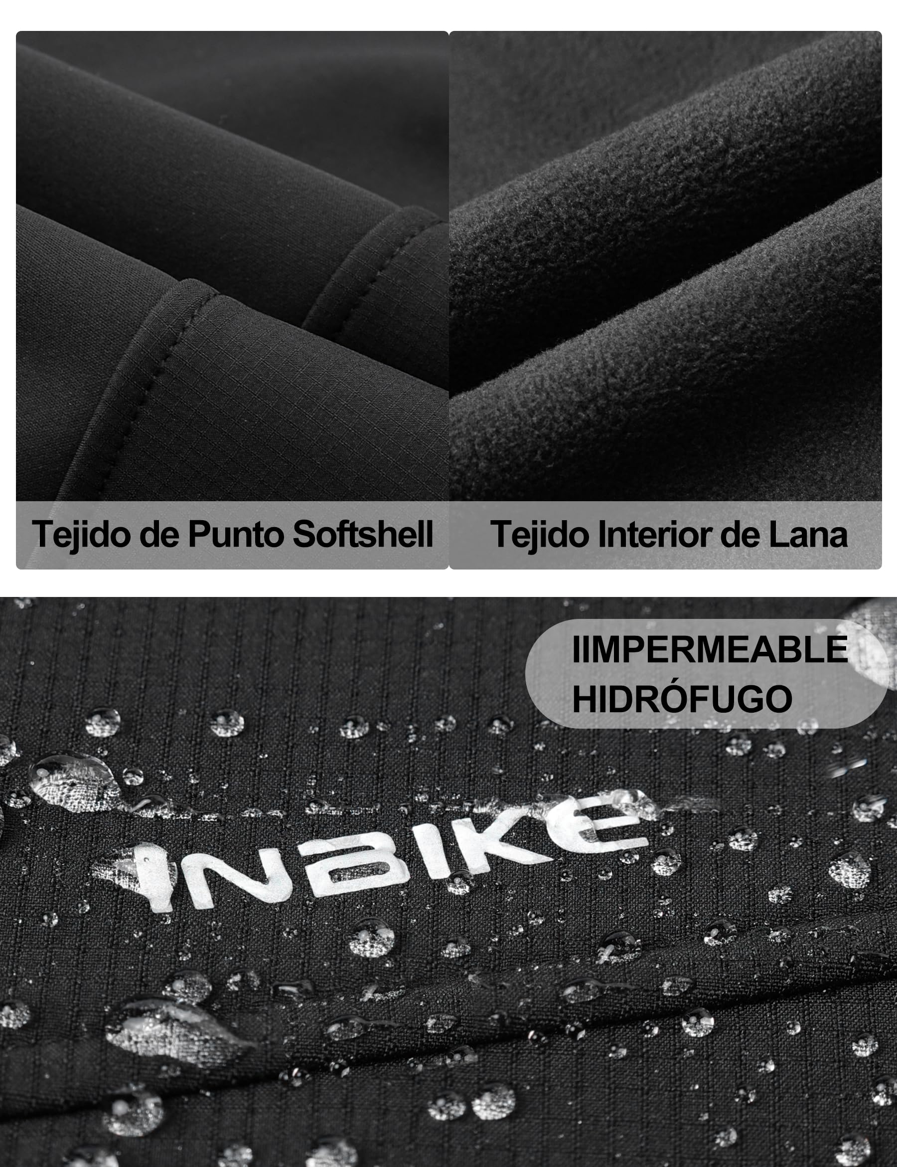 INBIKE Chaqueta Softshell Cálida Para Invierno Cazadora Resistente Al Viento y Agua Con Capucha Extraíble y Forro Polar Suave Para Trekking Senderismo Escalada Ciclismo Running 7103