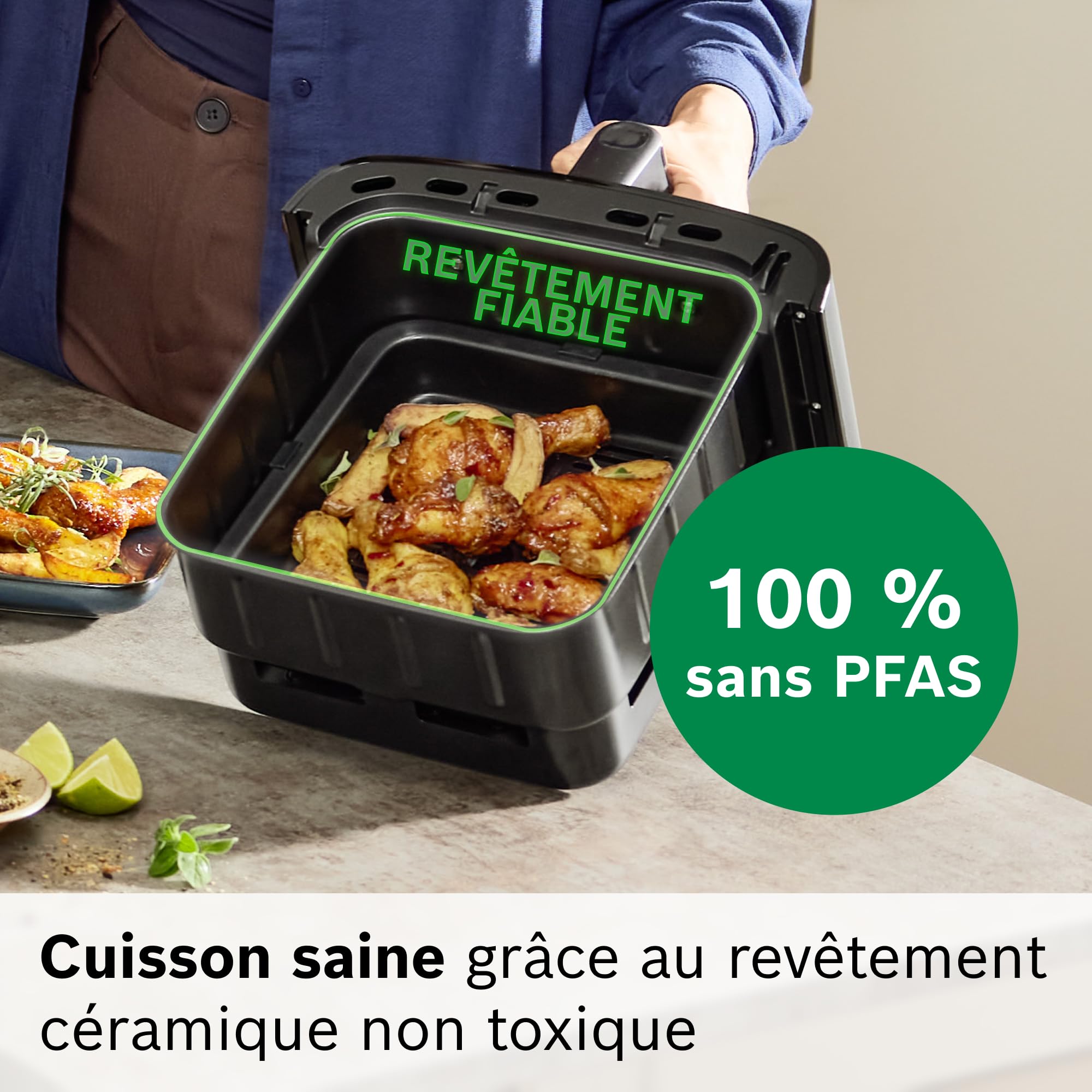 Bosch MAFD661B0 Série 6 - Air Fryer XXL | 2 bacs de 6 L, Fonction SYNC, 6 programmes, Revêtement non toxique, Intérieur métal