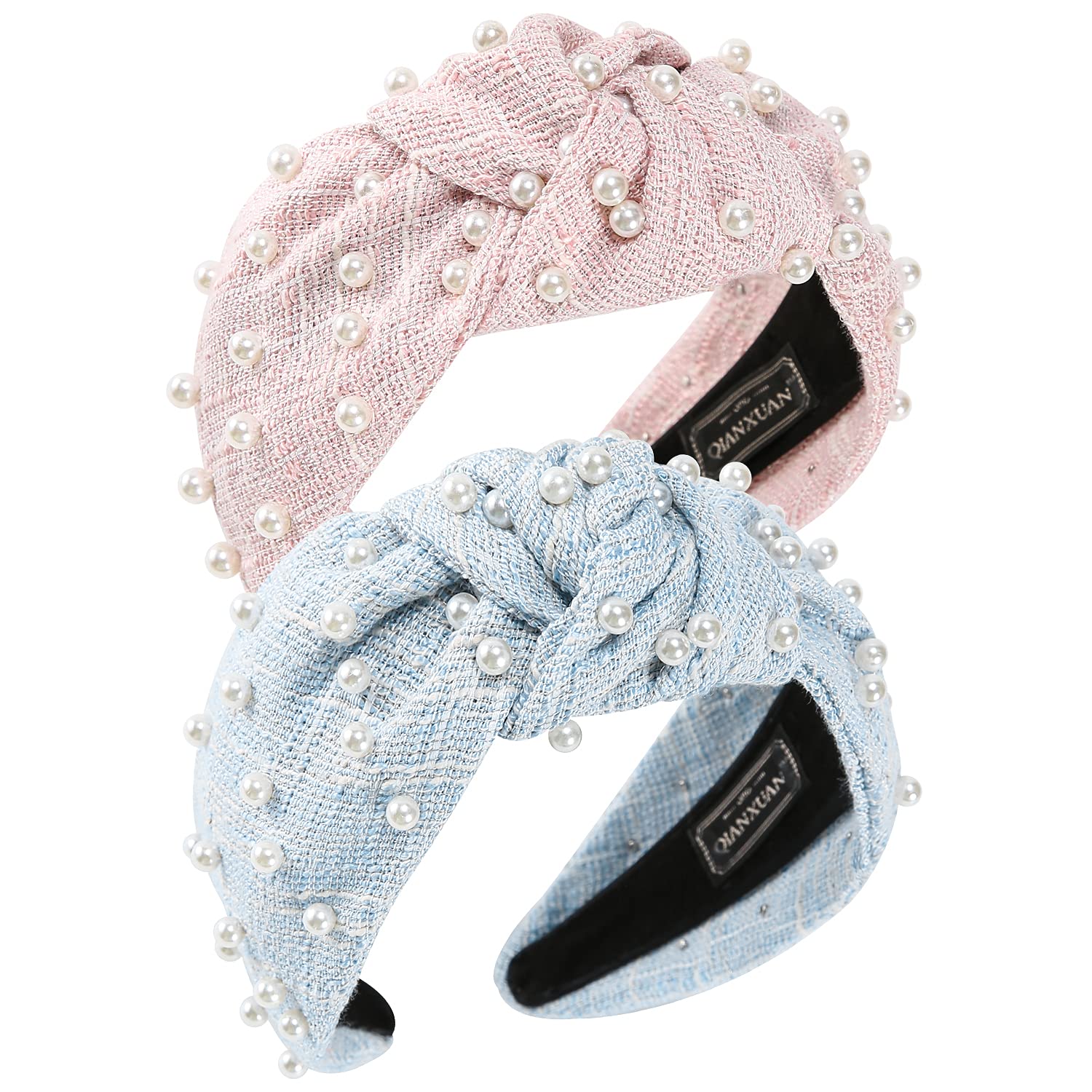 Cute Headbands For Black Women Top Knot Headband Wrap For Women Leather Headbands For Women With A Tie (2psc Knot Headband 2)