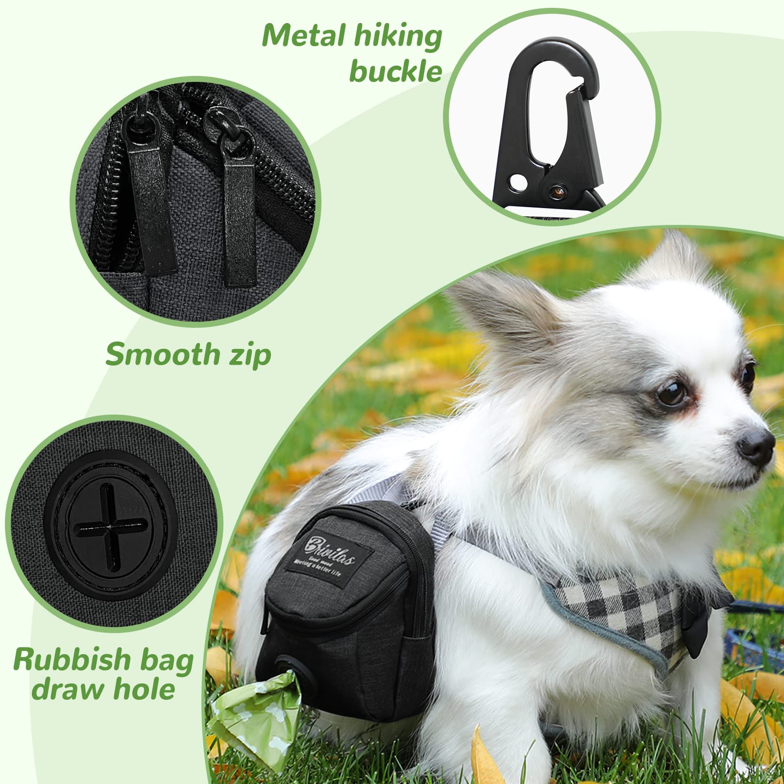 Grantop Dog Treat Pouch,Dispenser Pet Treat Waste Bags Pet Training Bag with Poop Bag Holder Puppy Training Walking Bag for Travel Walking - Image 3