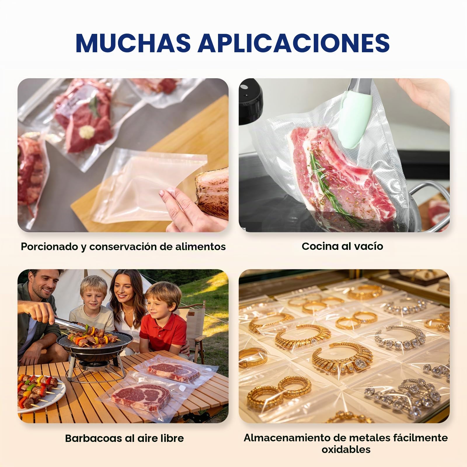Hanchen envasadora al vacio domestica 90Kpa embasadoras vacio alimentos 30cm Doble soldadura maquina envasar al vacio selladora al vacío Incluye 2 rollos de bolsas y 10 bolsas