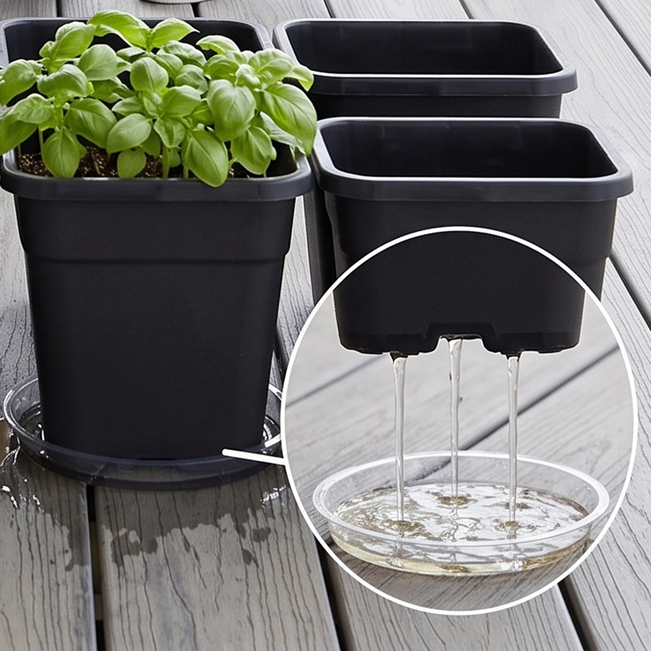 Pots de Plantes de 5 gallons, Paquet 10 Pots carrés en Plastique Respirants Noirs