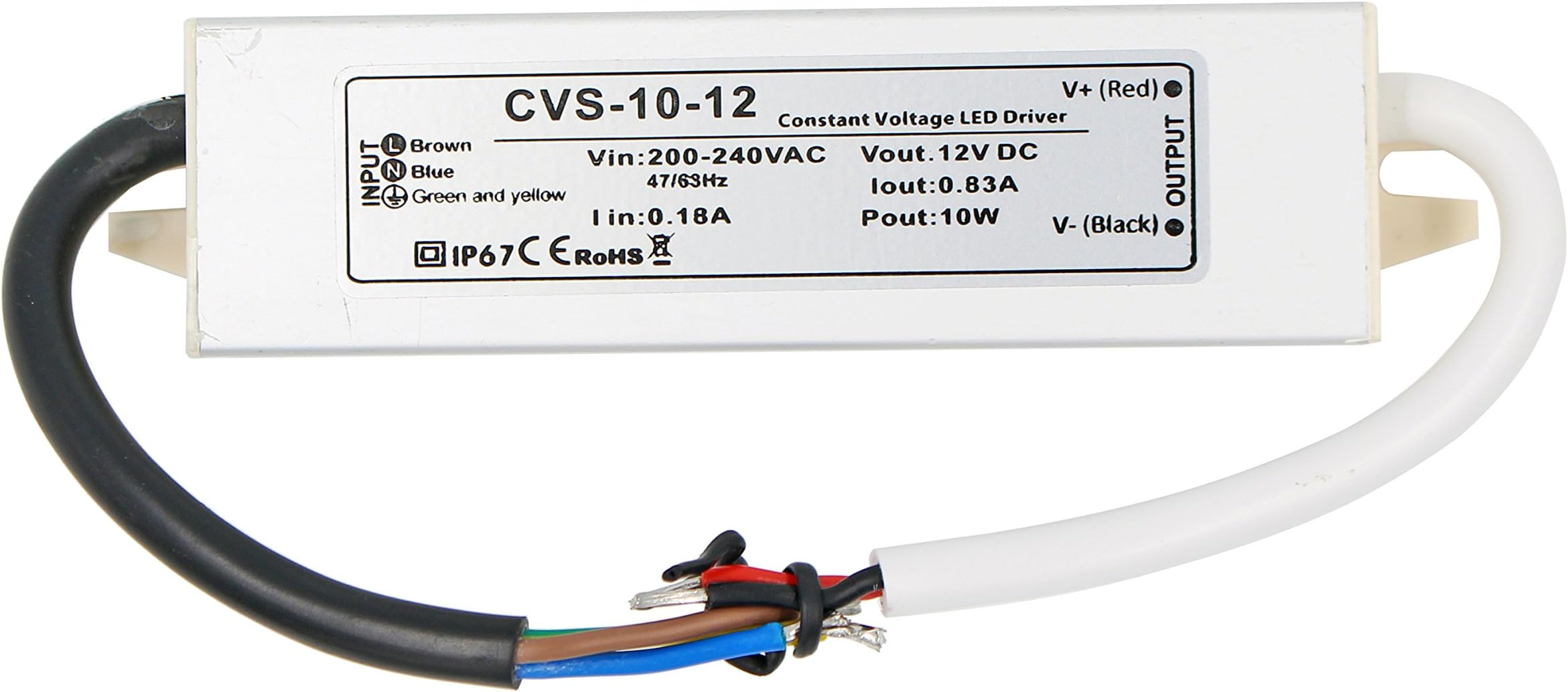 Auforua® 230VAC Input/ DC12V 10Watt 0.83A Output LED Transformer Trafo Waterproof IP67 LED Power Supply Driver Adapter for LED Bulb Strip Lighting, Led Module and Outdoor DC lightings