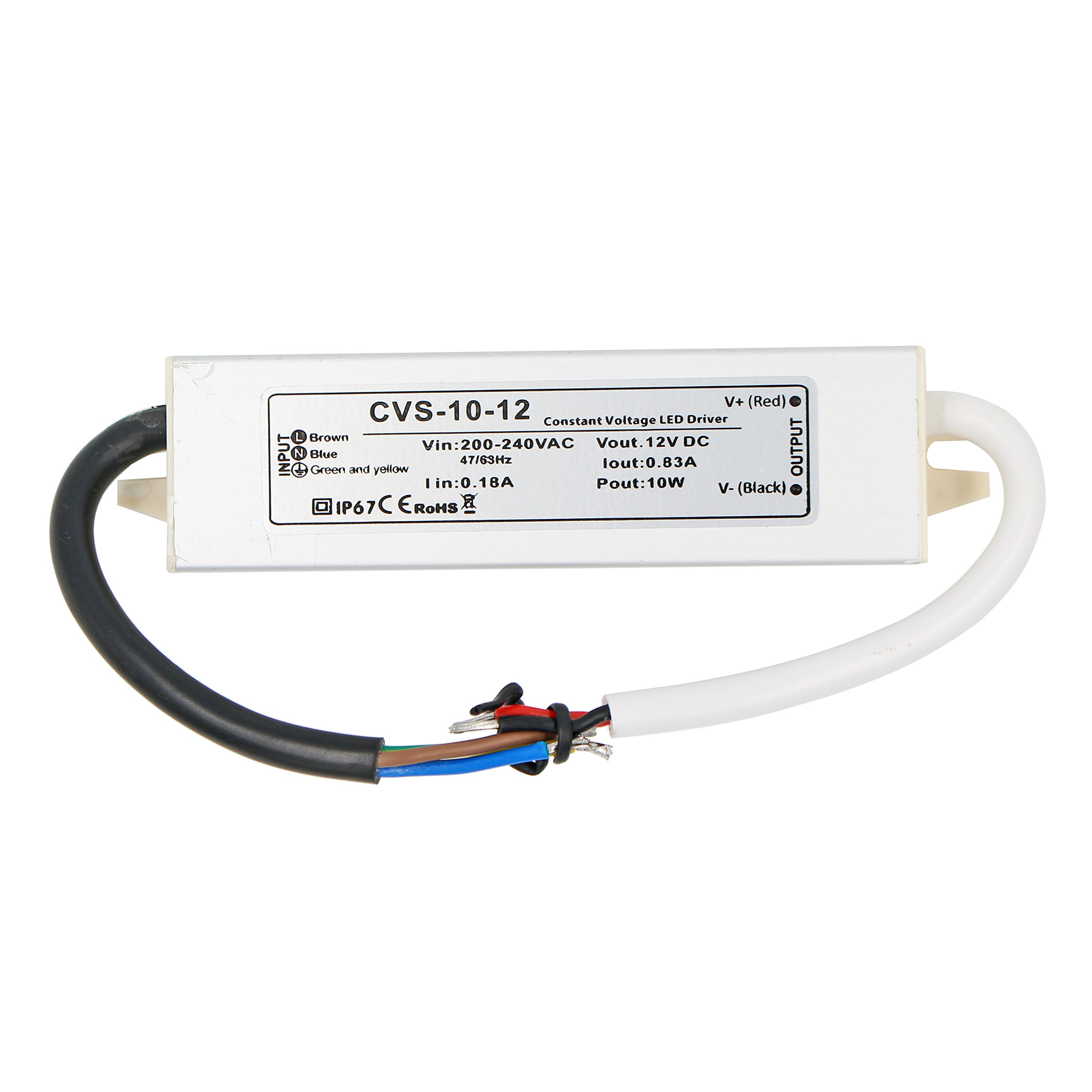 Auforua® 230VAC Input/ DC12V 10Watt 0.83A Output LED Transformer Trafo Waterproof IP67 LED Power Supply Driver Adapter for LED Bulb Strip Lighting, Led Module and Outdoor DC lightings