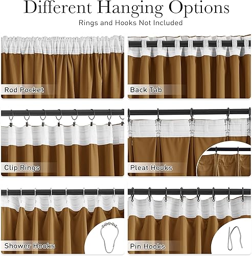 Miniatura 3 de StangH - Cortinas de terciopelo brillante con aislamiento térmico y pestaña trasera, elegantes y acogedoras para dormitorio, ventana, granja, 52 x