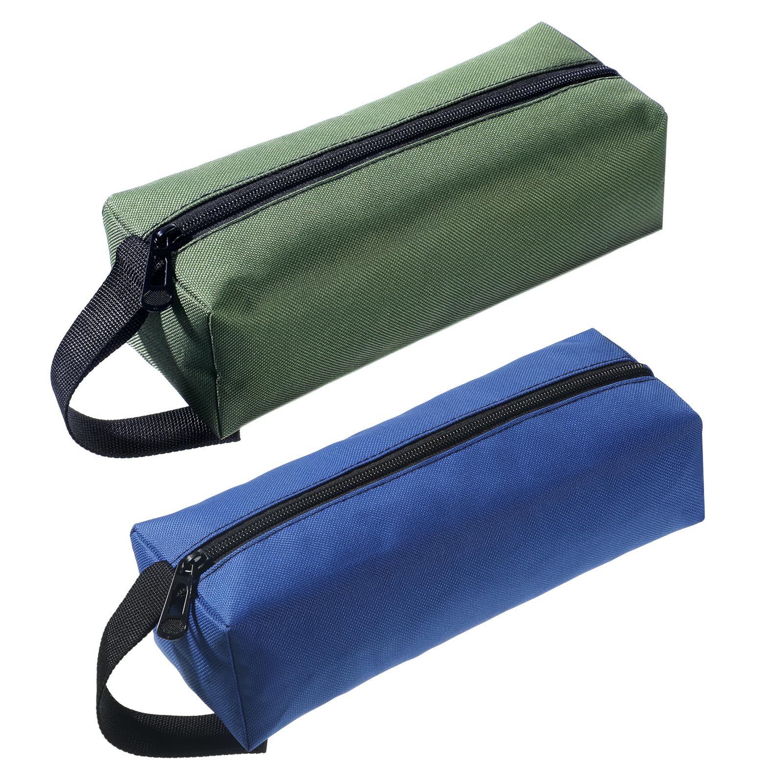2 Pcs Canvas Tool Pouches with Zipper Small Tool Pouch Multi-Purpose Screwdriver Tools Bag Utility Bags for Organizer Storage (Navy Green, Blue)