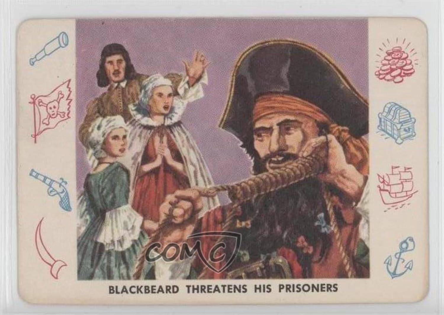 Blackbeard Threatens His Prisoners (Trading Card) 1958 Leaf Cardo