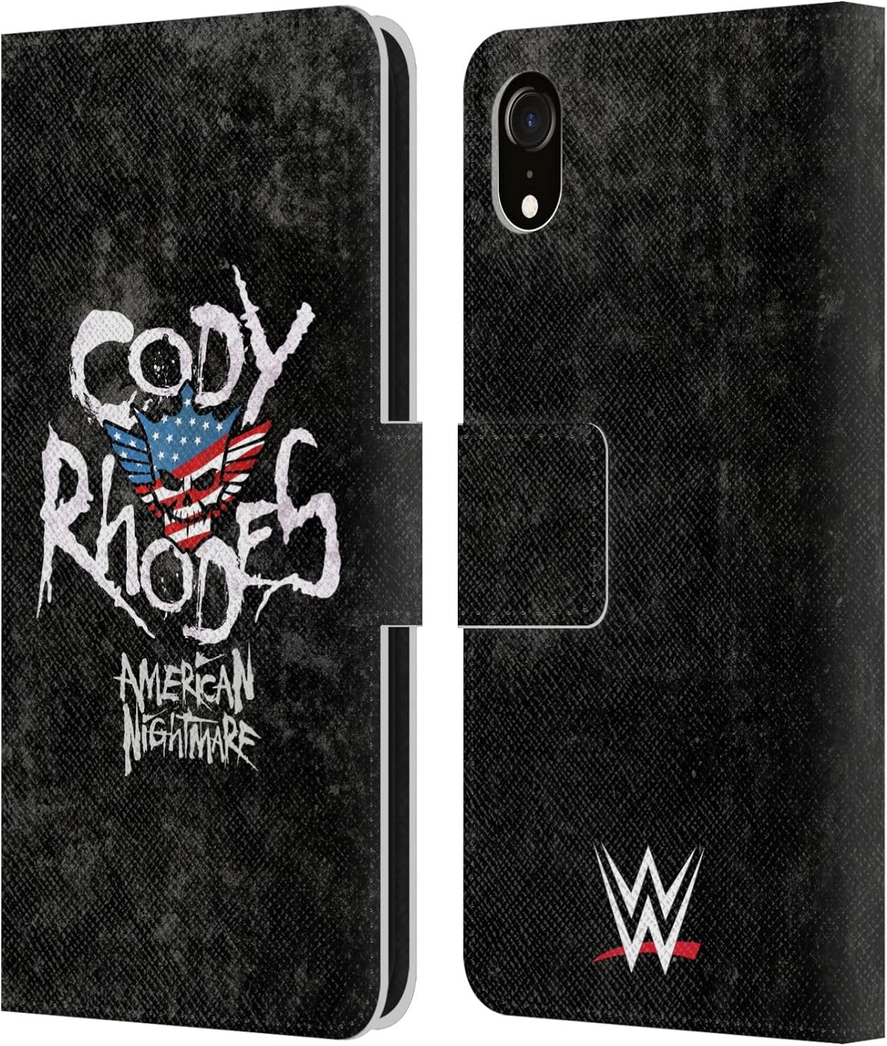 Head Case Designs Officially Licensed WWE Distressed Name Cody Rhodes Leather Wallet Case Compatible with Apple iPhone XR