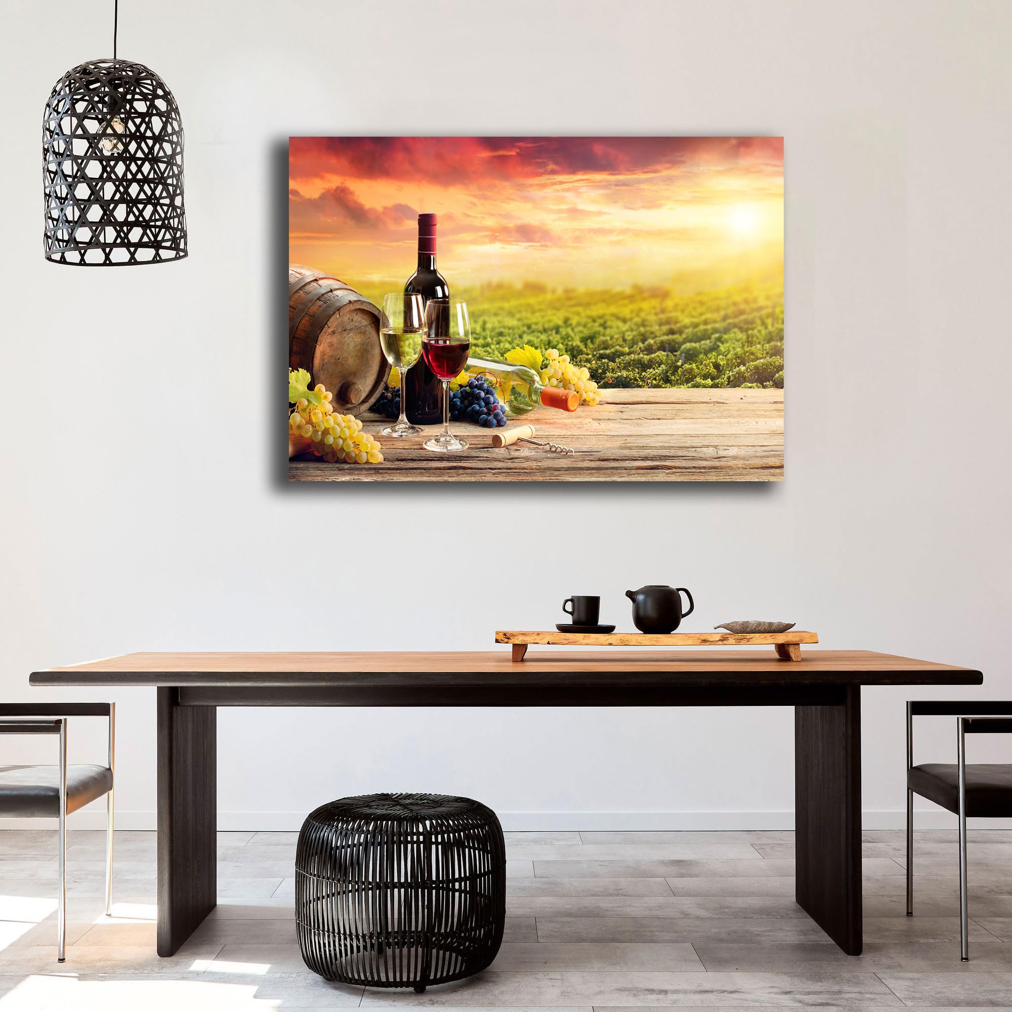 Printerland Quadro Moderno VINO VIGNETO VENETO Quadri moderni Cucina Ristorante PUB su tela da Parete XXL grande Stampa su tela canvas Sala Pranzo Decorazione Murale muro Arredo (70x100 cm, 7)