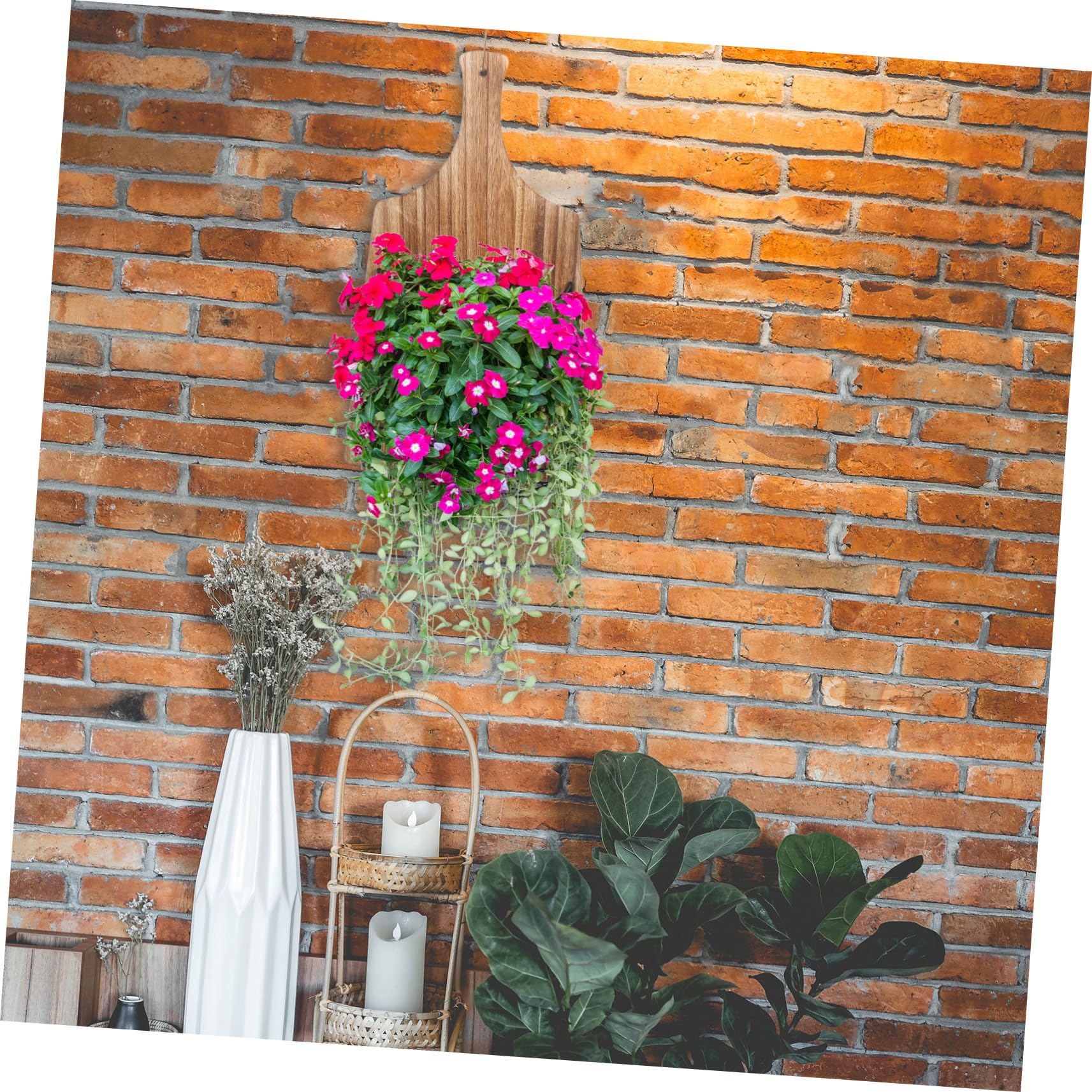BESTonZON Wandpflanzkorb Hängend Für Außenbereich Hängeblumenkorb Aus Eisen Und Holz Wandblumenkorb Handgefertigt Platzsparender Blumentopf Für Garten Oder Terrasse