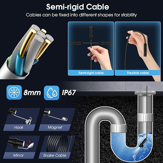 Endoscope Camera with Light 1920P HD Borescope for iOS & Android (3.3ft)