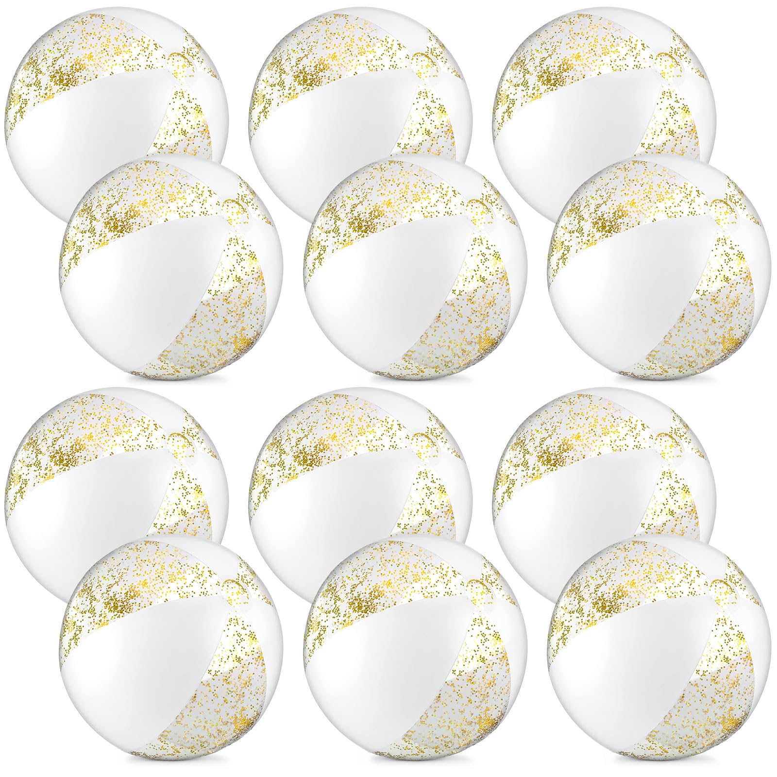Chivao 24 Pcs White Beach Ball 16 Inch Inflatable Glitter Large Beach Ball Swimming Pool Floatable Confetti Decoration for Summer Hawaii Luau Party Favor