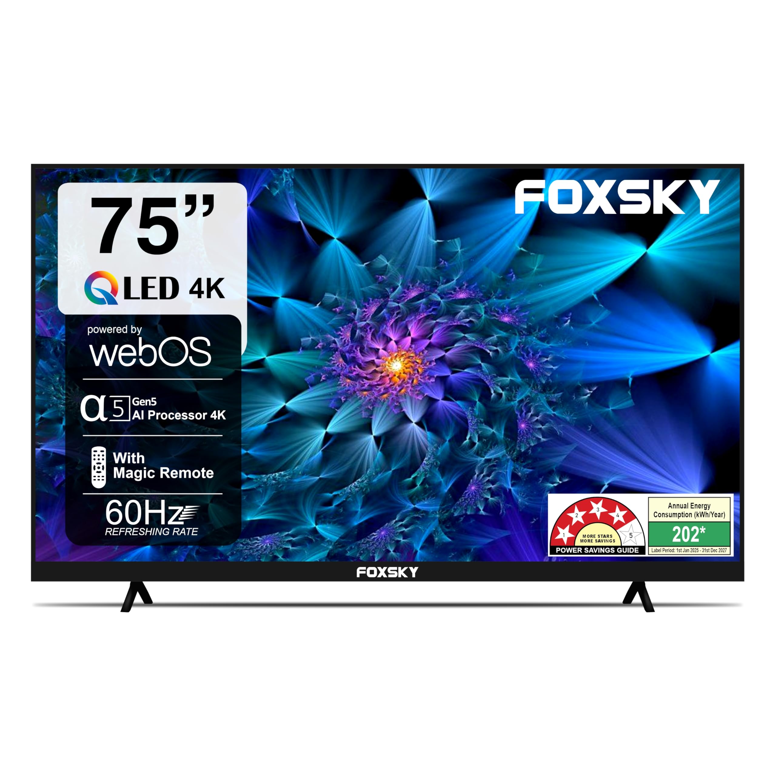 Foxsky 190 cm (75 inch) Frameless Series 4K UHD WebOS/Google Smart TV FS75GATV (Balck)