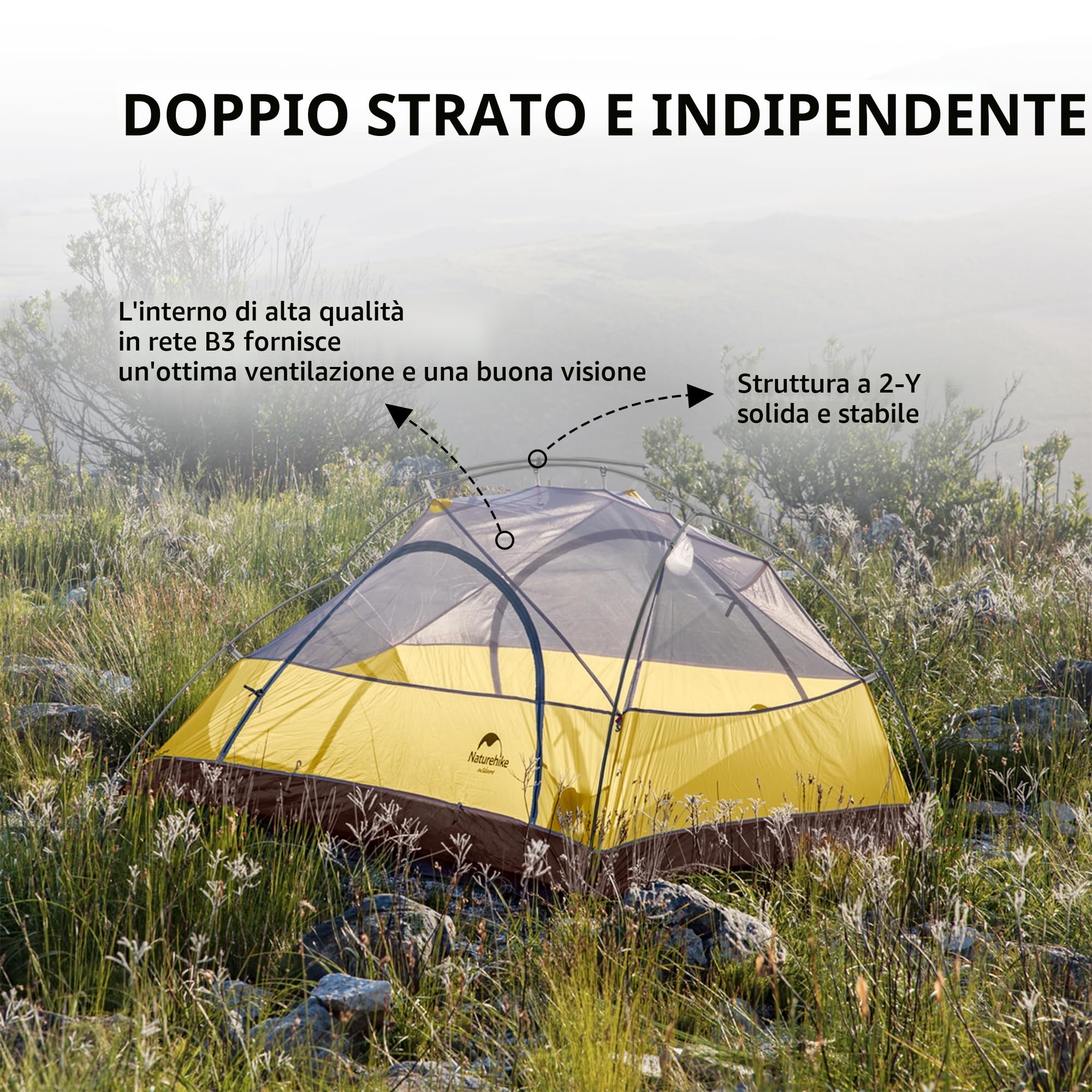 Naturehike Star River Tenda Tessuto Silicone Ultralight 2 Persone Doppio Strati Alluminio Rod Tenda da Campeggio