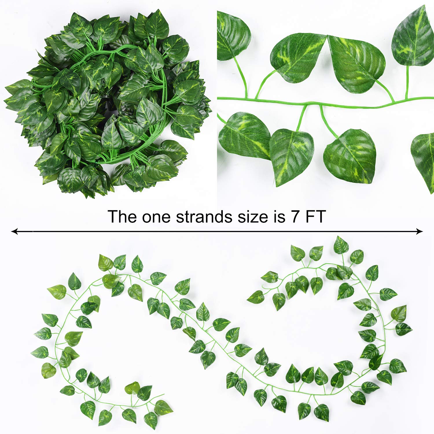 DearHouse 12 Pack 85 Feet Artificial Ivy Garland Leaf Plants Vine Fake Greenery Garlands Hanging for Home Kitchen Garden Office,Party Wedding Wall Decoration 2