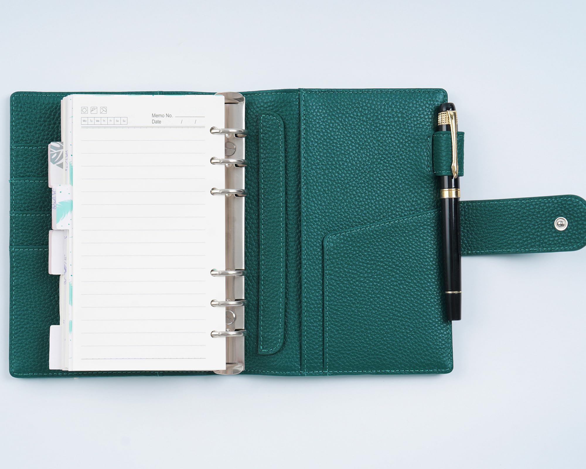 Moterm Elite Personal Rings Planer - Echtleder Ordner Organizer ohne großes Rückfach(Kiesel-Tiefes teal,25mm ring)