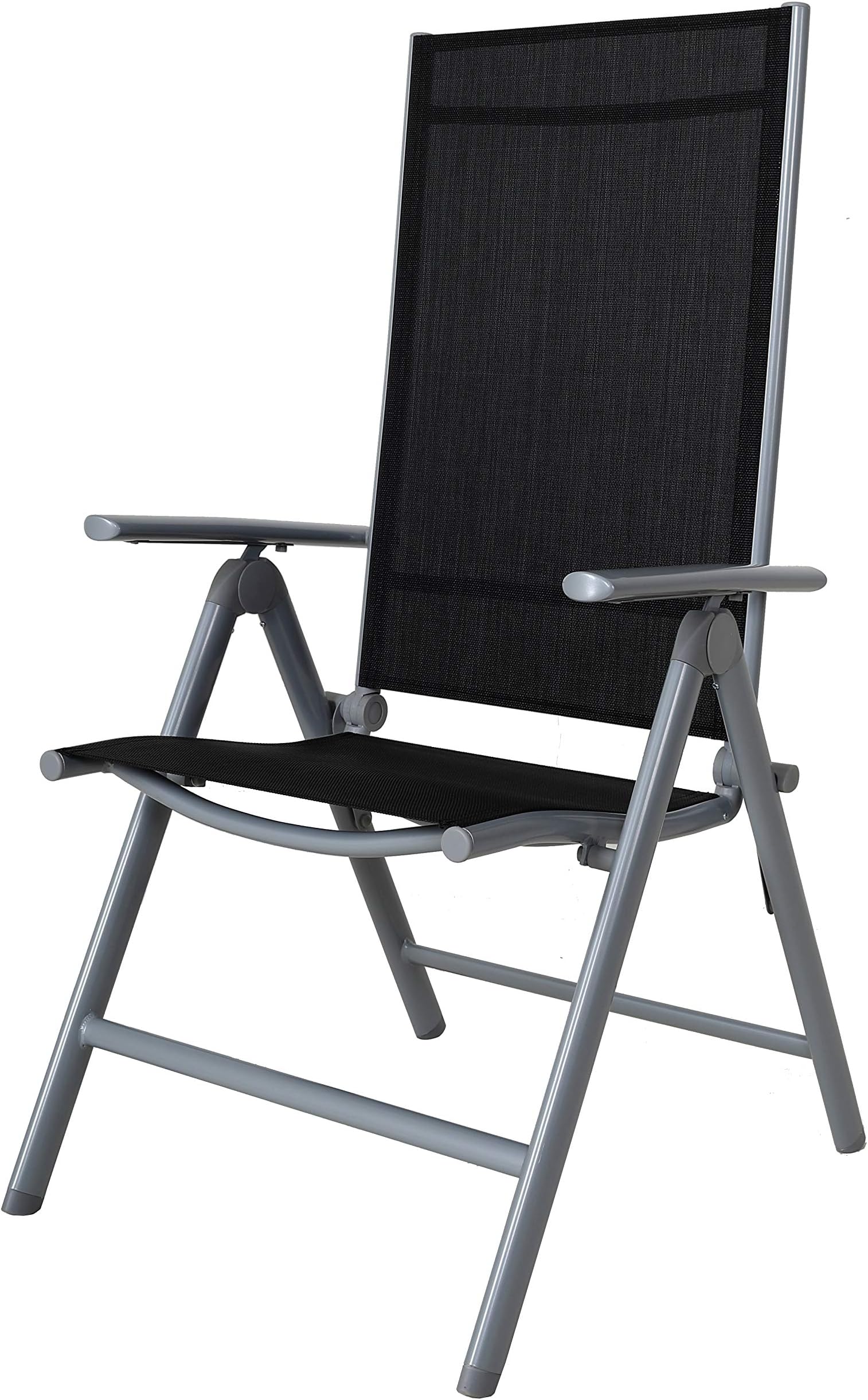 80510 High-Back Folding Camping Chair, Grey/Black, Aluminium, 67 x 59 x 113 cm