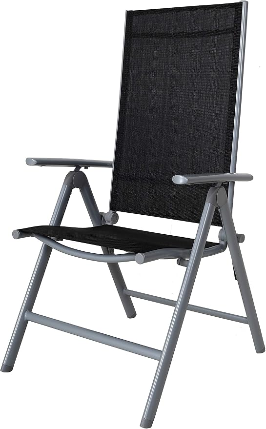 Chicreat Silla de camping plegable de aluminio con respaldo alto Plateado y Negro