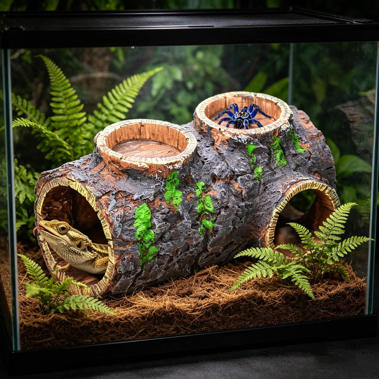 ordinarYone Hideaway Shelter Reptiles Cueva Waterer y comederos para terrarios y acuarios, mascotas reptiles escondite cueva