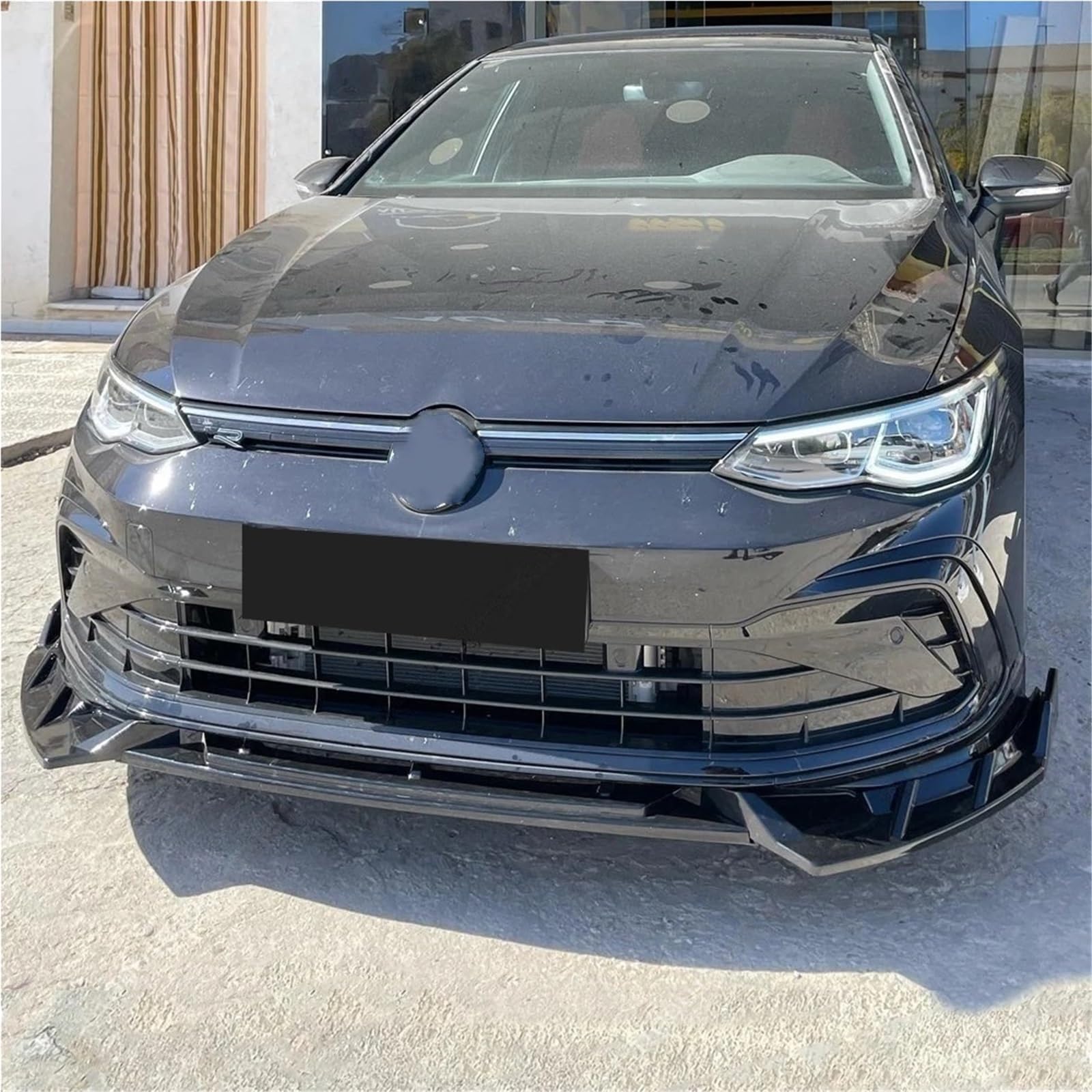 Kompatybilny z Volkswagen Golf 8 MK8 GTI R-Line 2020-2023 przed liftingiem dokładka przedniego zderzaka dyfuzor dyfuzor zestaw do tuningu nadwozia Spoiler czarny ABS