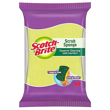 Scotch-Brite Scrub Sponge Ideal for dishwash liquid ( 10cm X 6cm)