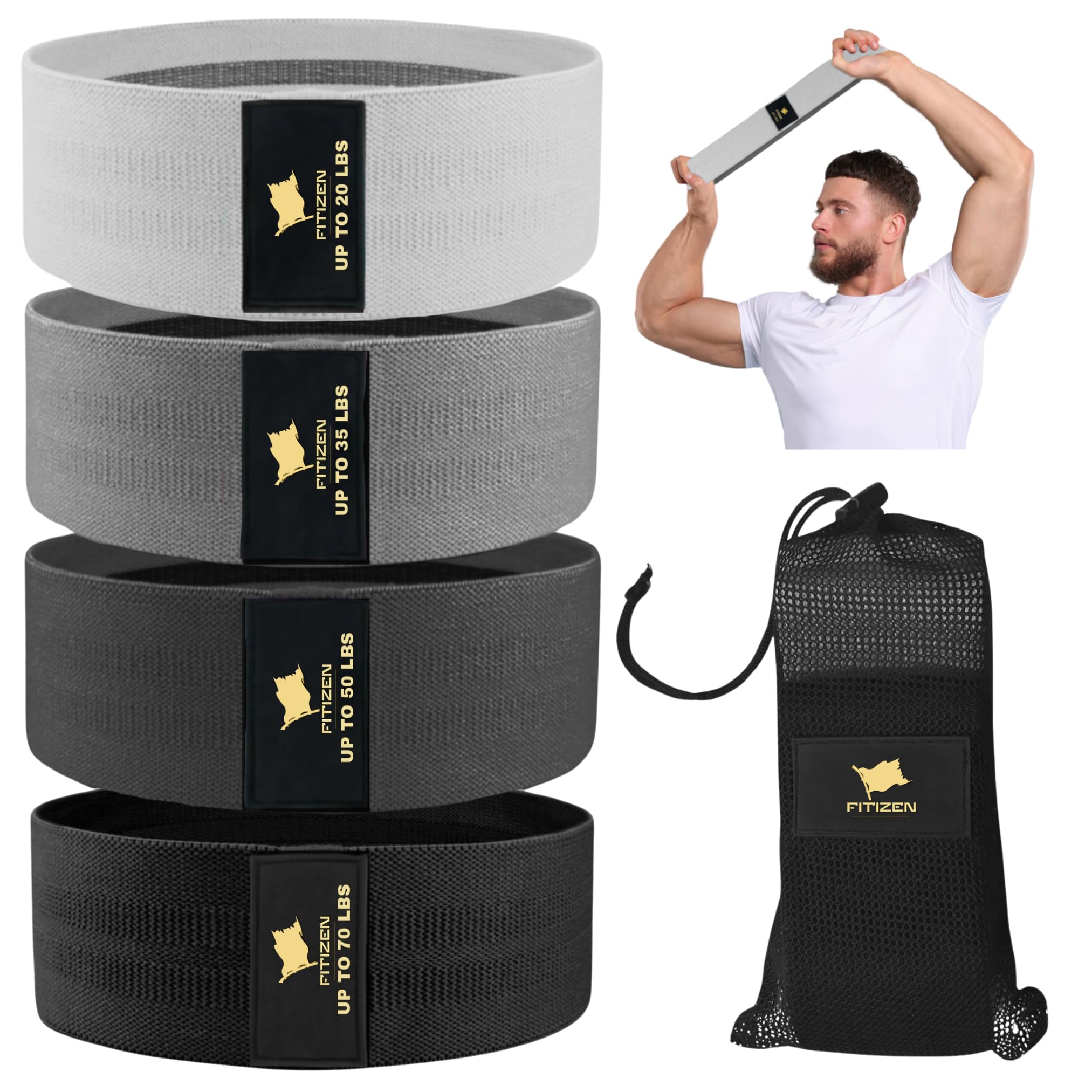 FITNATIONHip Bands for Working Out - Exercise Bands, Workout Bands for Women, Stretch Bands for Exercise & Booty Bands - Home Gym Equipment, Durable & Adjustable - Up to 70 LB