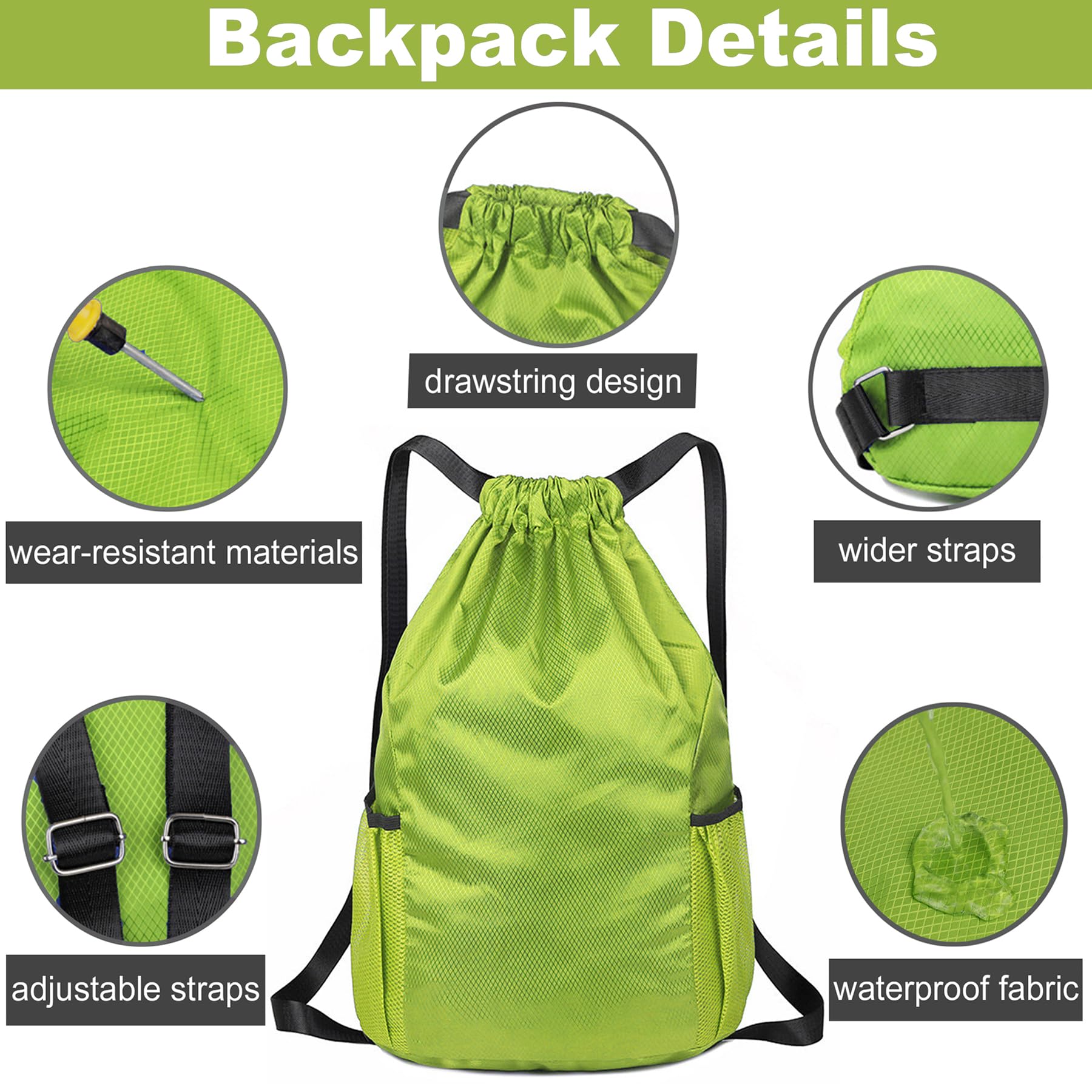 KANGSIT Drawstring Bags, Unisex Gym Sack - Image 4
