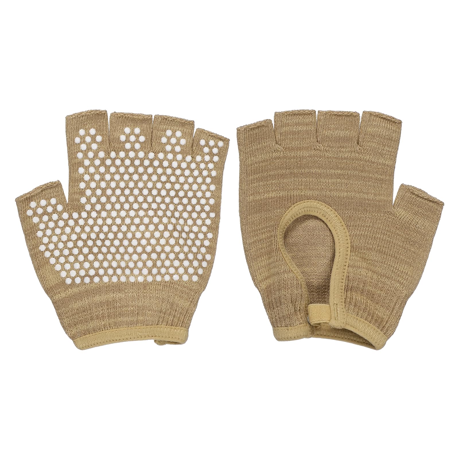 YELARXI Yoga Gloves, Non Slip Fingerless Pilates Gloves Breathable Exercise Workout Mittens - Fitting For(Men Women Gym/Weight Lifting/Cycling/Training), Brown