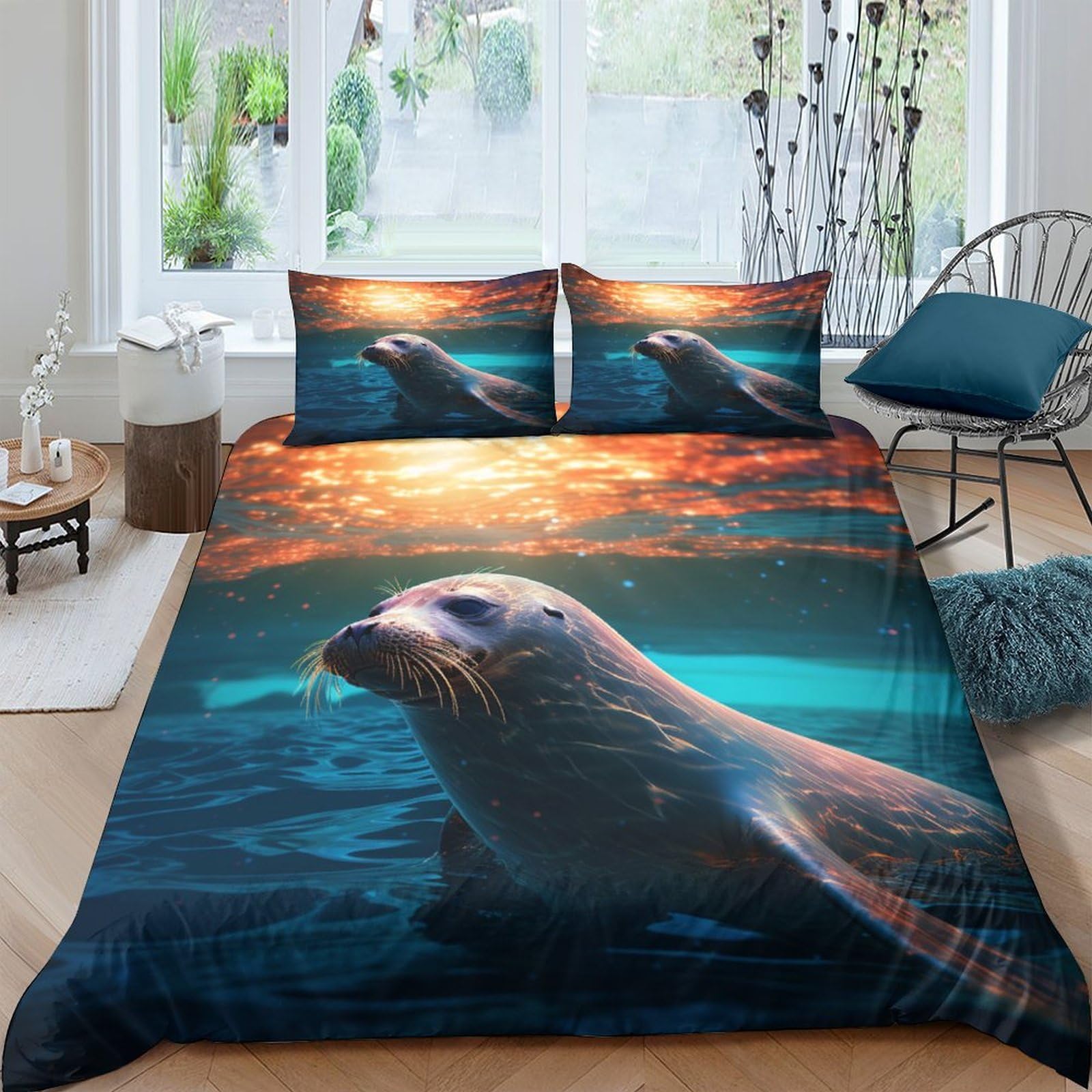Ctjqhvkz Style-9 3D Printed Ocean Sunset Fitted Sheet Microfiber Soft Seal Mattress Cover For Bedroom Guest Room Decor Single（135X200cm）