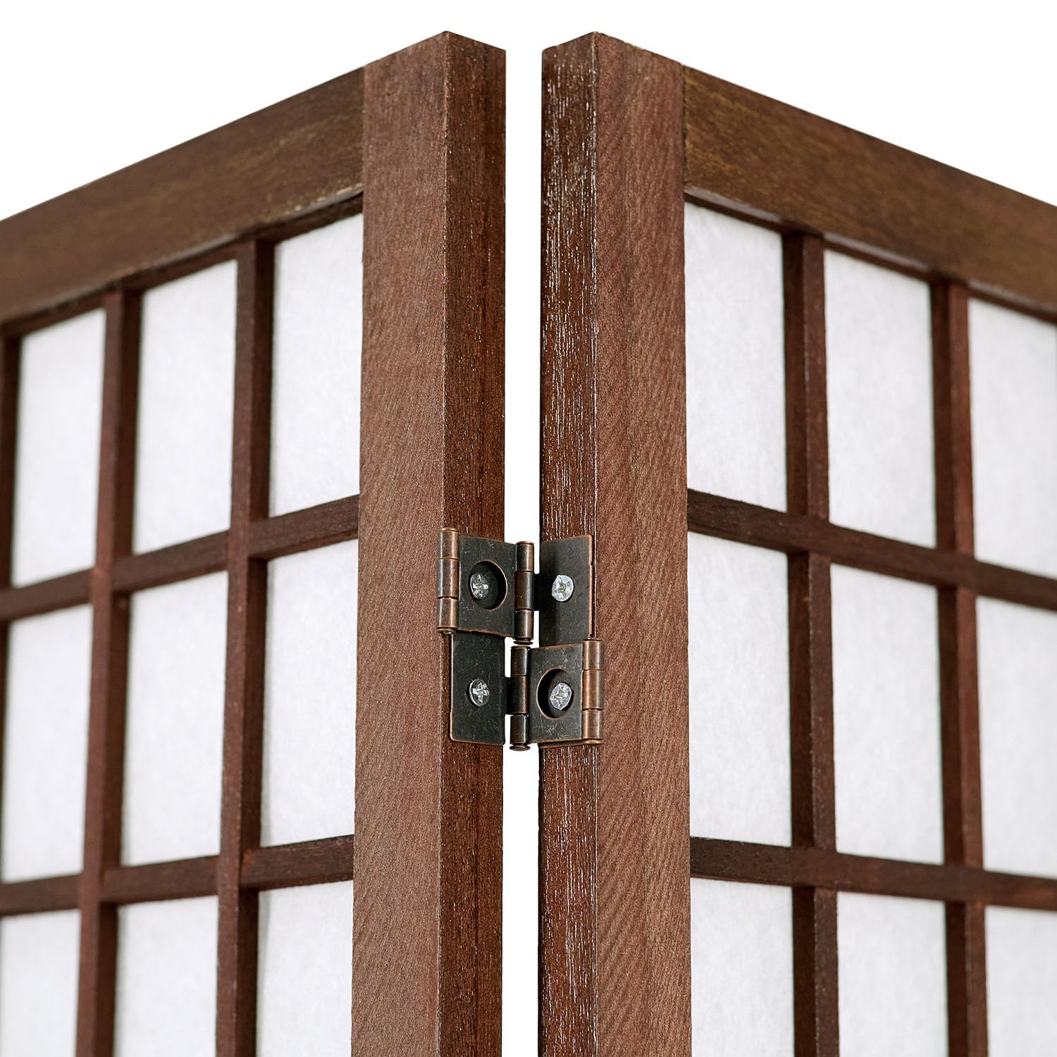 Homestyle4u 876, 4 pan Diviseur de pièce paravent Taille spéciale 2 m de Hauteur - Bois diviseur Shoji avec Bambou au Riz Brun Blanc