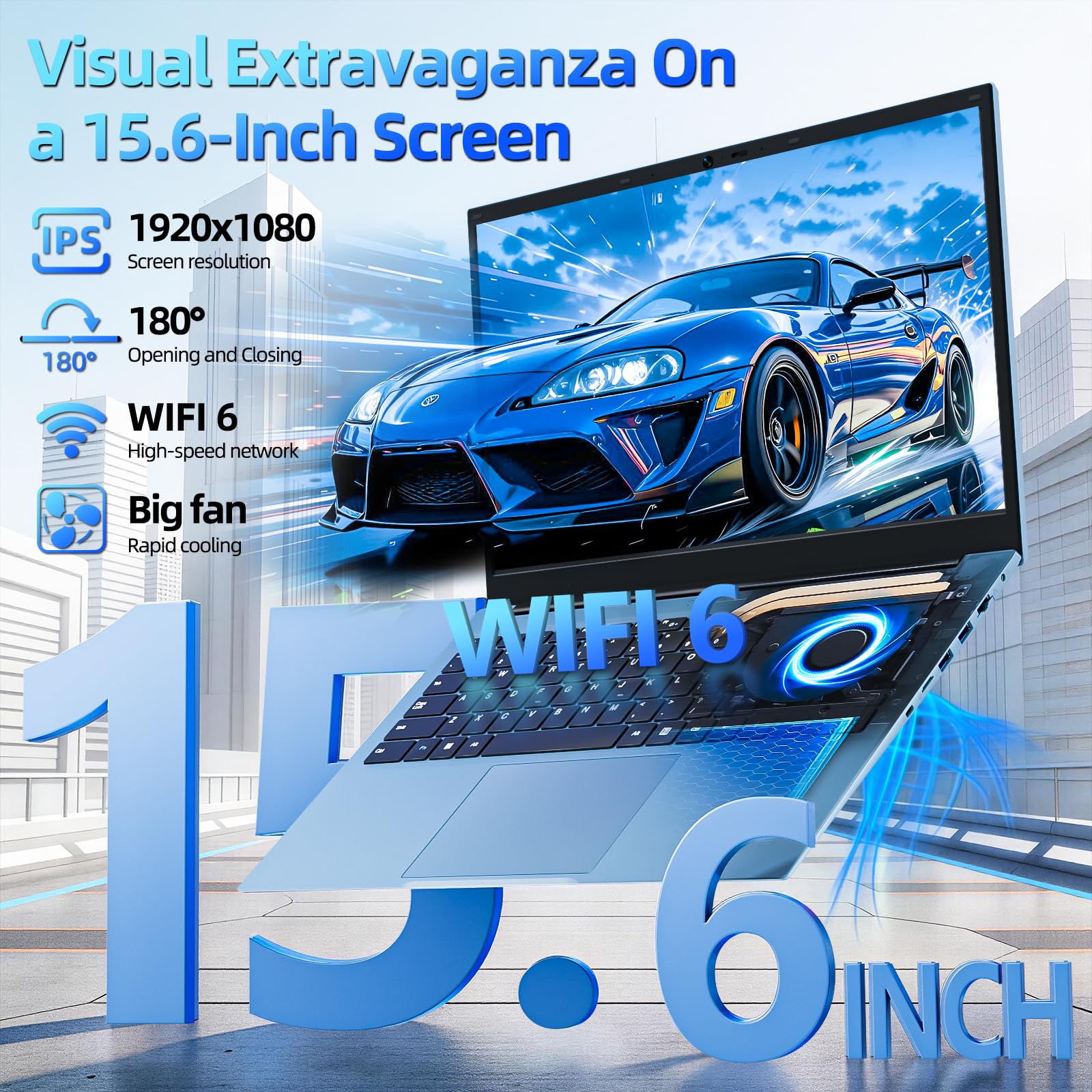 MELIUNA Laptop, 15.6 Inch Laptop Computer with Windows 11 Laptops, 16GB RAM 1024GB SSD, Celeron, Office 365, WiFi 6, IPS FHD, 180° Viewing, 53.2WH Battery, HDMI, Cooling Fan(Gray) - 4