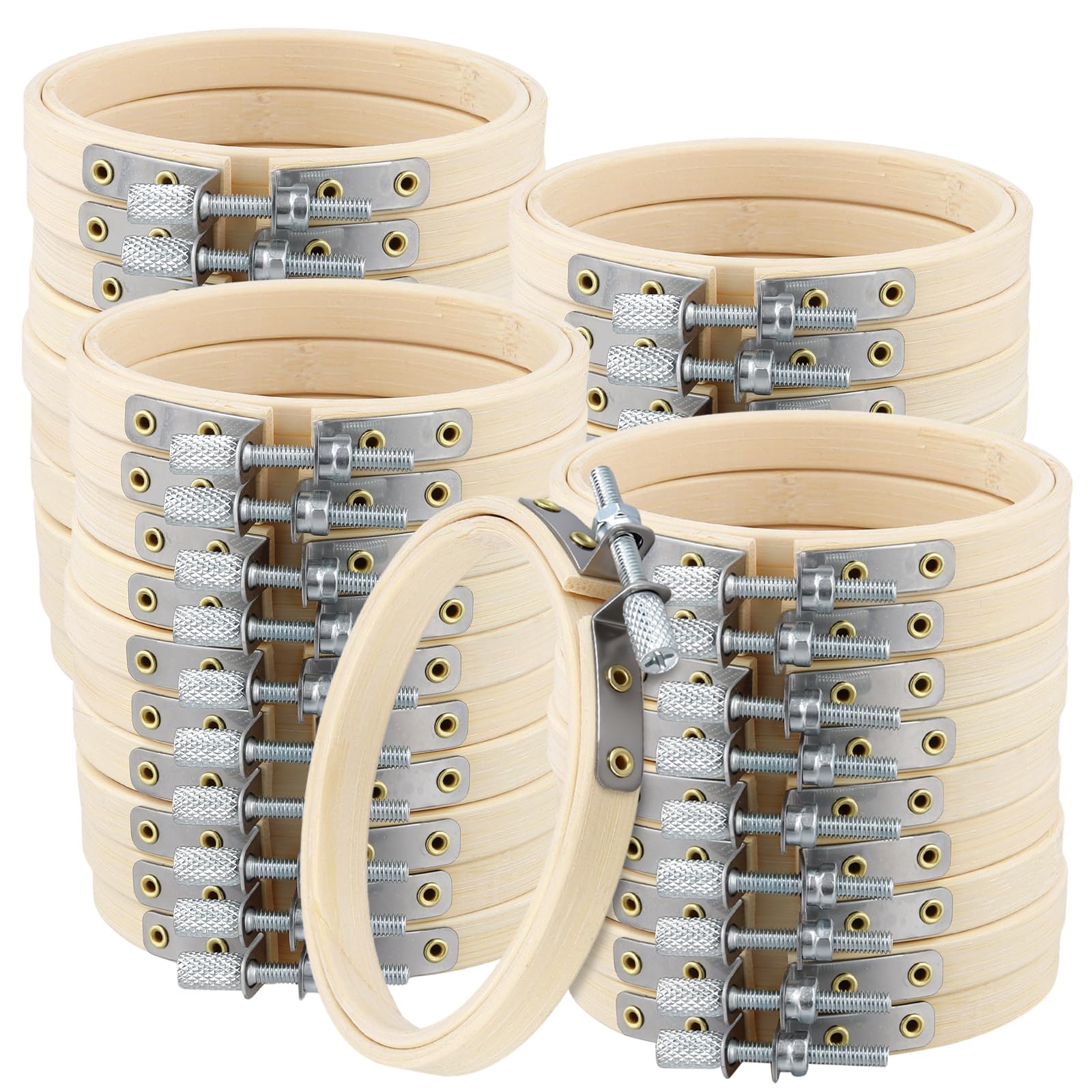 LEXININ 40 Pack 3 Inch Small Embroidery Hoop Ring, 8cm Mini Bamboo Cross Stitch Rings Circle for Sewing, DIY