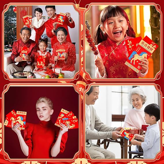 36 Pcs Chinese New Year Red Envelopes 2027 Year of the Goat | Gold Raised Foil, Thick Cardboard, Hong Bao, Lucky Money Red Pockets, Spring Festival, Lunar New Year Birthday Gift