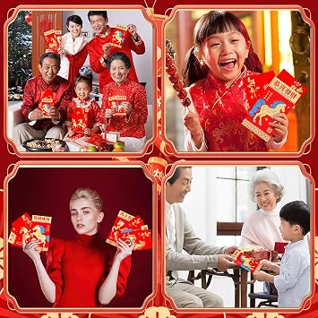36 Pcs Chinese New Year Red Envelopes 2027 Year of the Goat | Gold Raised Foil, Thick Cardboard, Hong Bao, Lucky Money Red Pockets, Spring Festival, Lunar New Year Birthday Gift