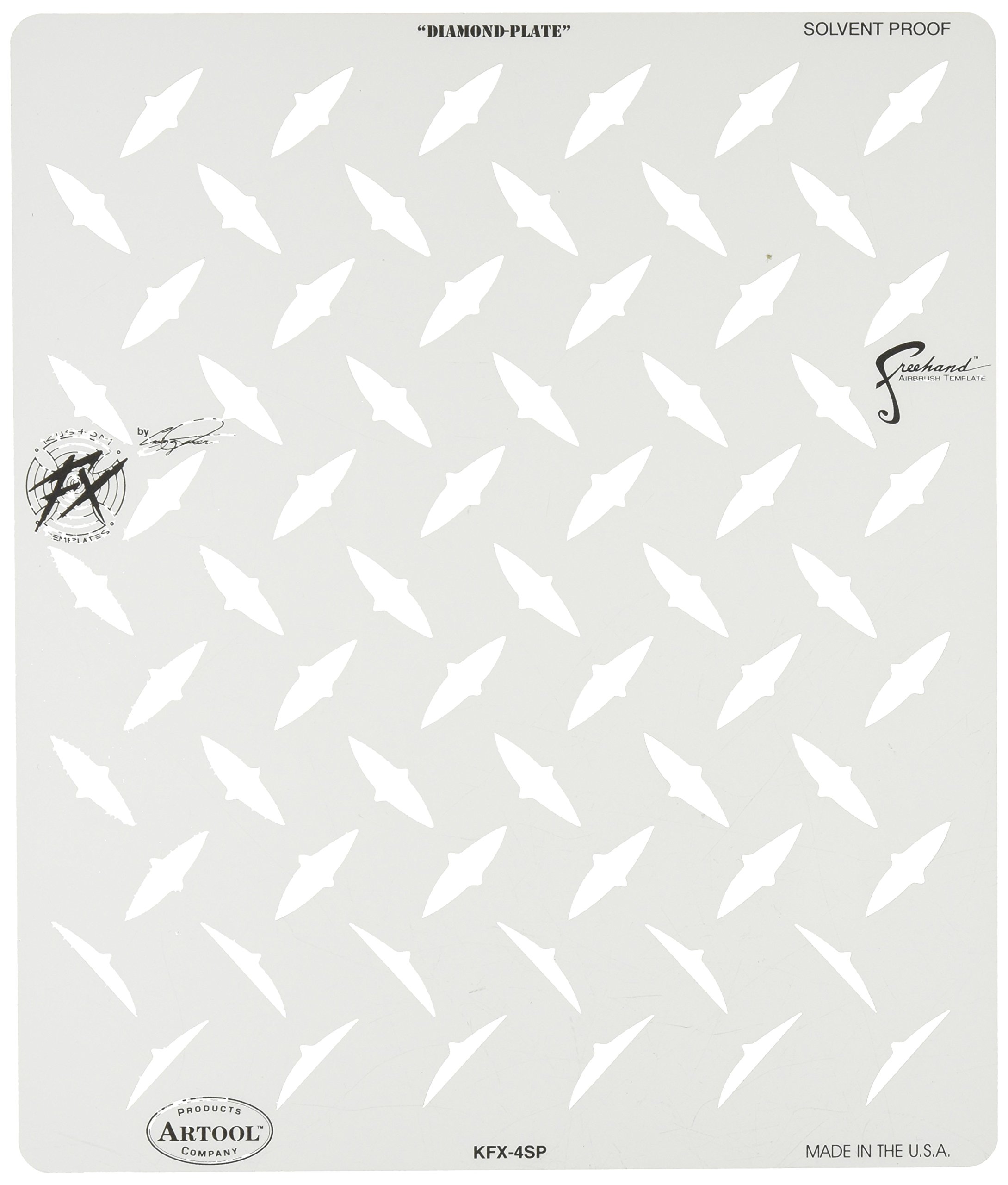 Artool Freehand Airbrush Templates, Diamond Plate, White