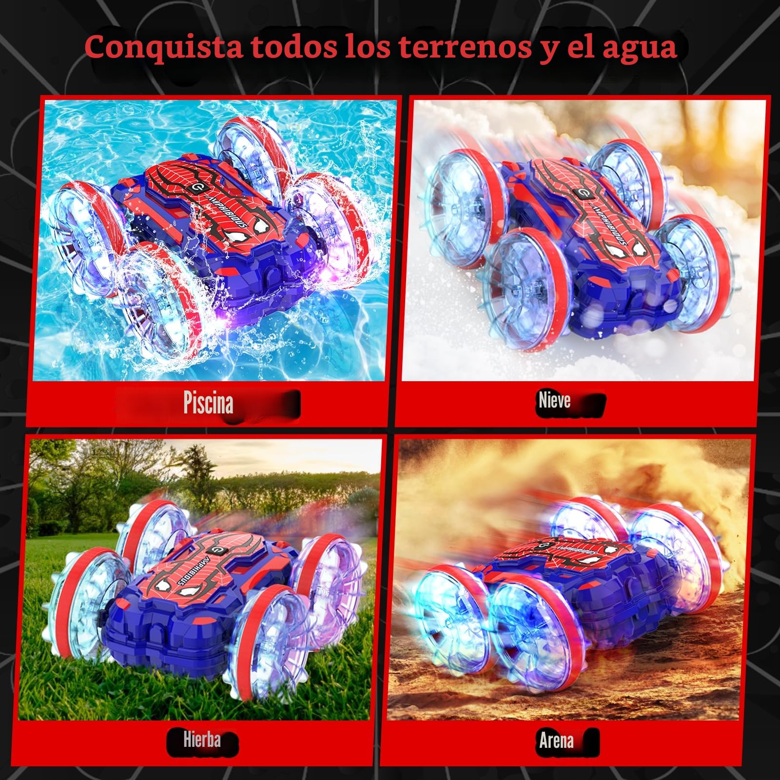 Coche Teledirigido Anfibio Spider con la Mano, Acrobático Barco RC Car Radiocontrol Todo Terreno Juguete Niño 6 7 8 9 10-12 Años Carro Criança Juego Exterior Al Aire Libre Jardín Regalo Cumpleaños