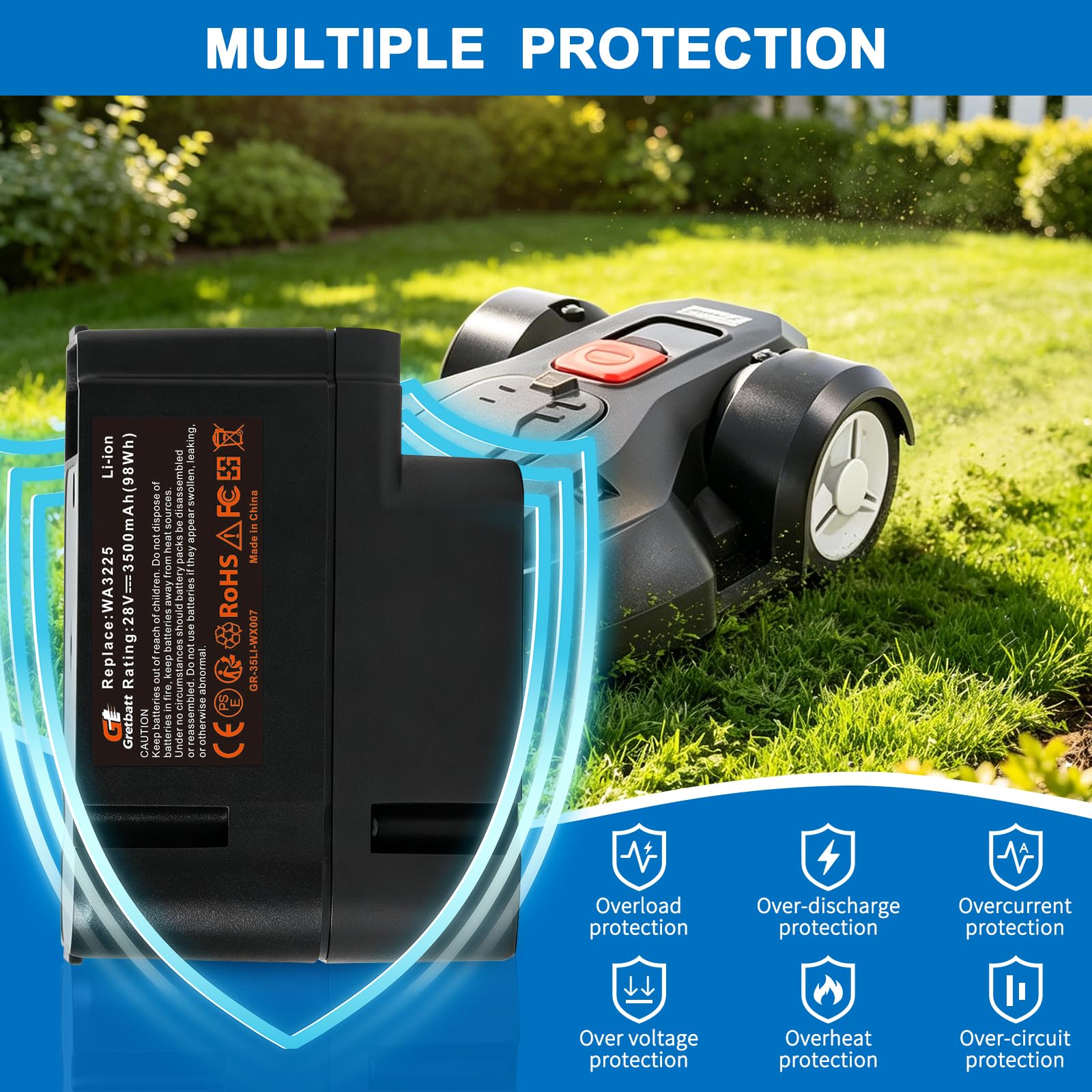 Batterie Li-ION 28V 3.5Ah Remplace Worx WA3225 WA3565 Compatible avec L1500i WG798E M500B WG755E M800 WG790E WG794E WG794EDC Landroid M1000 WG791E. 1 M1000i WG796E.1 M500 WG754E M800 WG790E.1