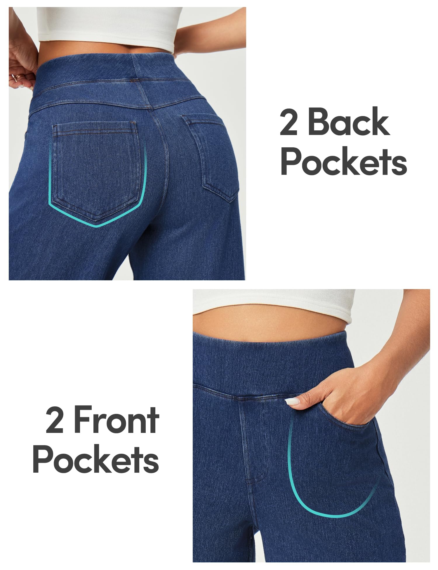 IUGA Wide Leg Jeans Woman High Waisted Pull On Baggy Jeans for Women Stretchy Trendy Womens Jean Straight Casual Denim Pants