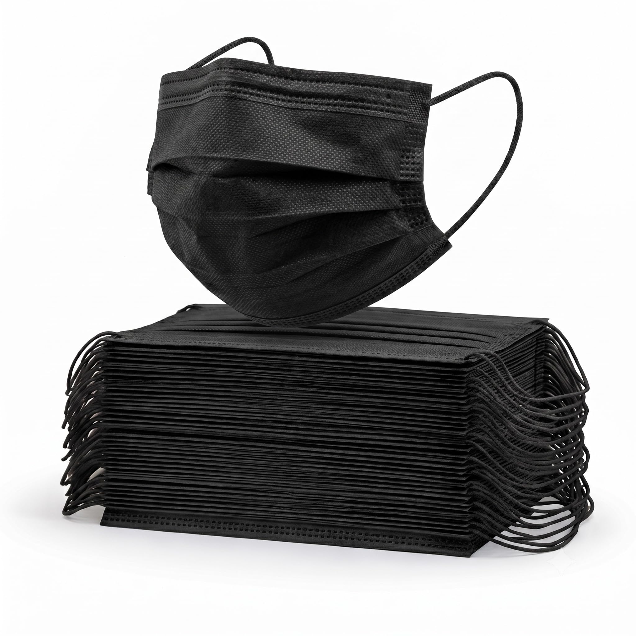 Black Disposable Face Mask 3-Layer Protection, 100 Pieces | Adjustable Nose Clip, Comfortable Ear Loops, Melt-blown Filter Layer, Blocks Dust & Droplets, Skin Friendly-image-42