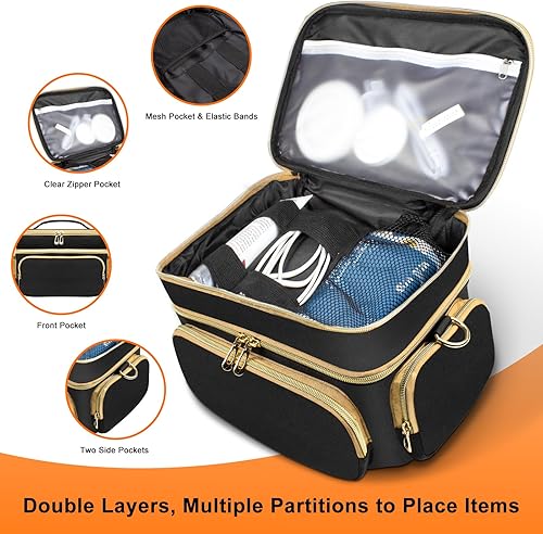 Miniatura 3 de Bolsa para extractor de leche, funda de transporte de extractor de leche de doble capa con herrajes metálicos y correas de hombro, compatible con