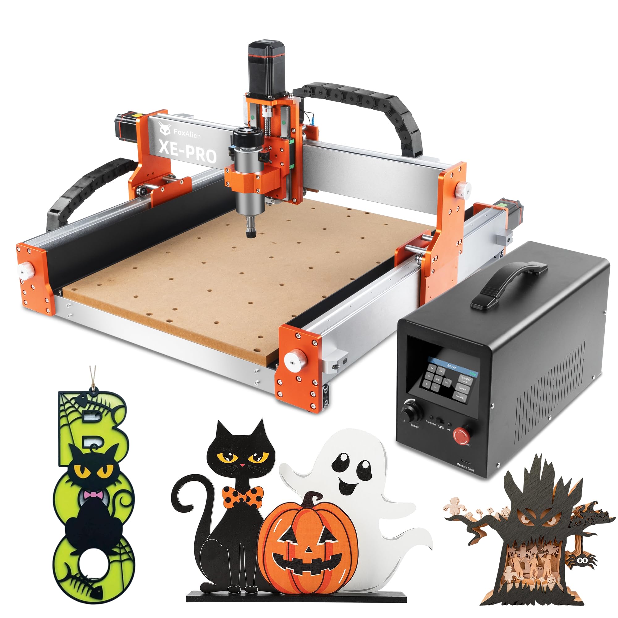 FoxAlienCNC Router Machine XE-PRO with Ball Screws, 400W Spindle 3-Axis Engraving Milling Machine for Wood Aluminum Cutting Upgradable to Linear Rails（220V）