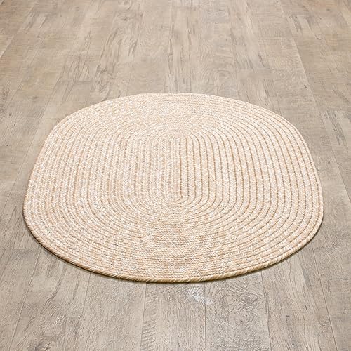 Miniatura 8 de Super Area Rugs Alfombra trenzada color beigemarrón tostado, alfombra trenzada de cocina estilo granja, alfombra de área lavable, alfombra rústica