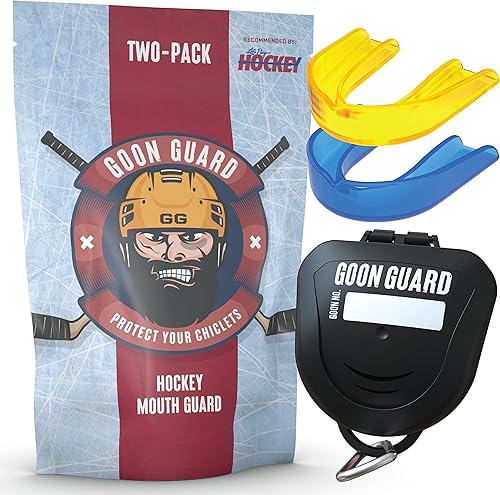 Goon Guard - Protector bucal de hockey sin tirantes, protector bucal de hockey para jóvenes y aparatos ortopédicos 2 veces la absorción de impactos,