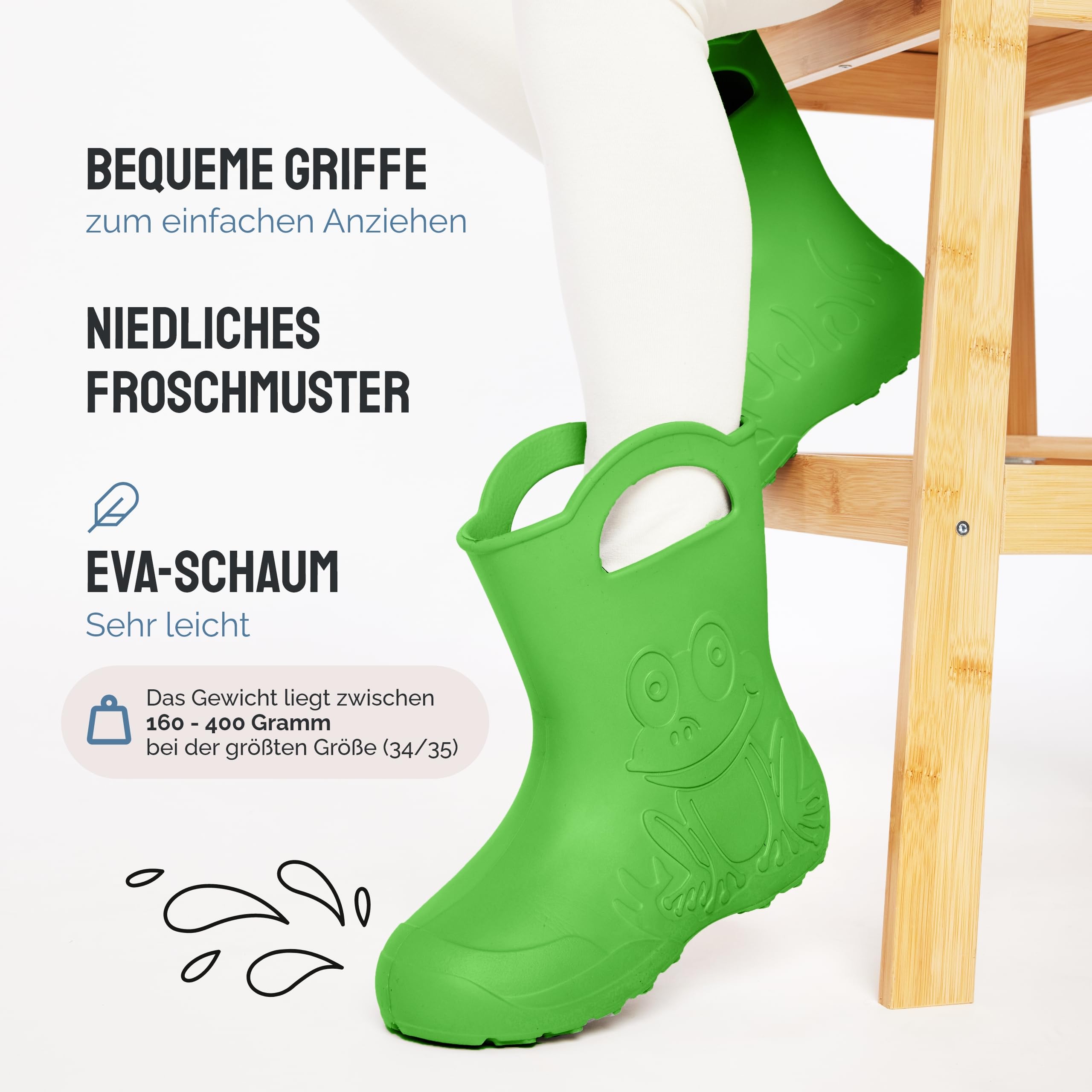 Ladeheid Stivaletti Pioggia Bambino in EVA, Leggeri Stivali Pioggia Bambina con Motivo a Rana, Facili da Pulire Stivaletti Bambina, Scarpe Bambino per Scuola LA-CA-01