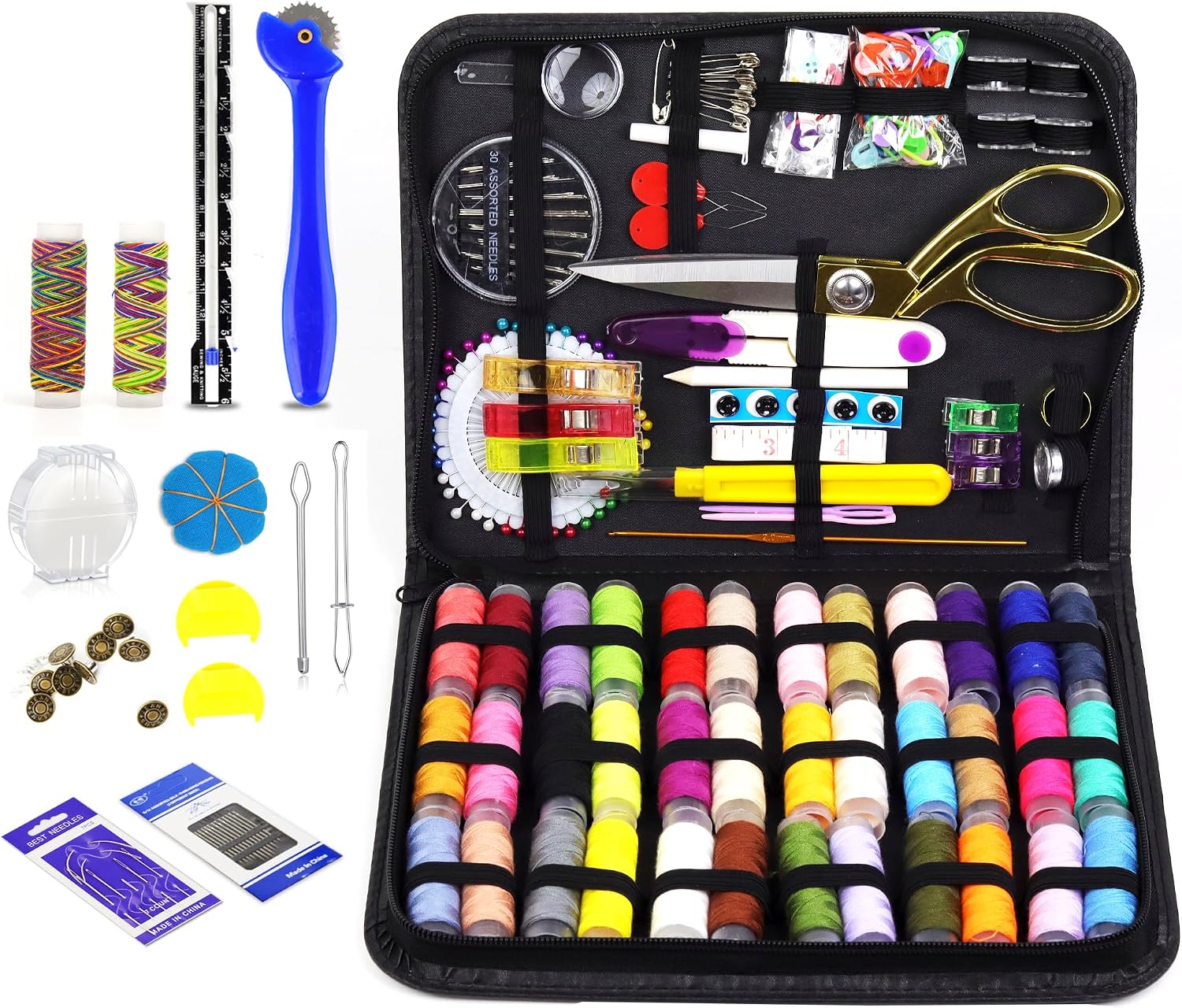 Sewing Kit for Adults, 238 pcs Sewing Accessories,38XL Thread Spools, Friendly for Beginner and Professional for Worker, Suitable for Travel, Home, School and DIY Gift, Needles,Emergency Sewing Kits