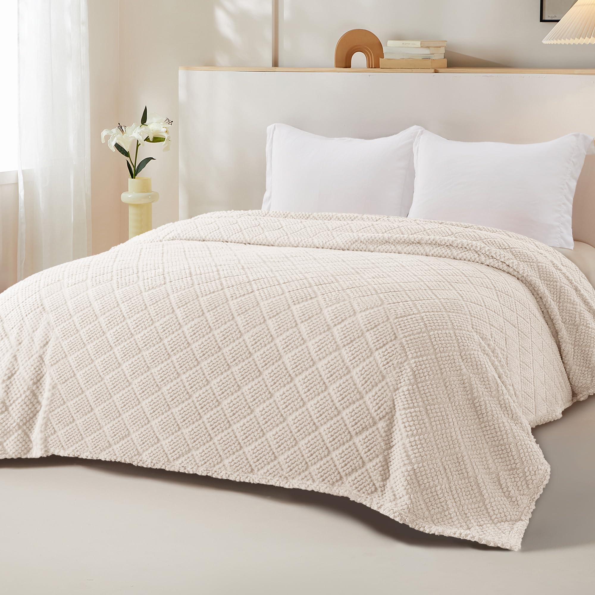 Whale Flotilla Fuzzy Fleece Double Size Blanket for Bed 150x200 CM Soft Fluffy Jacquard Waffle Blankets for All Season Lightweight and Warm - Image 3