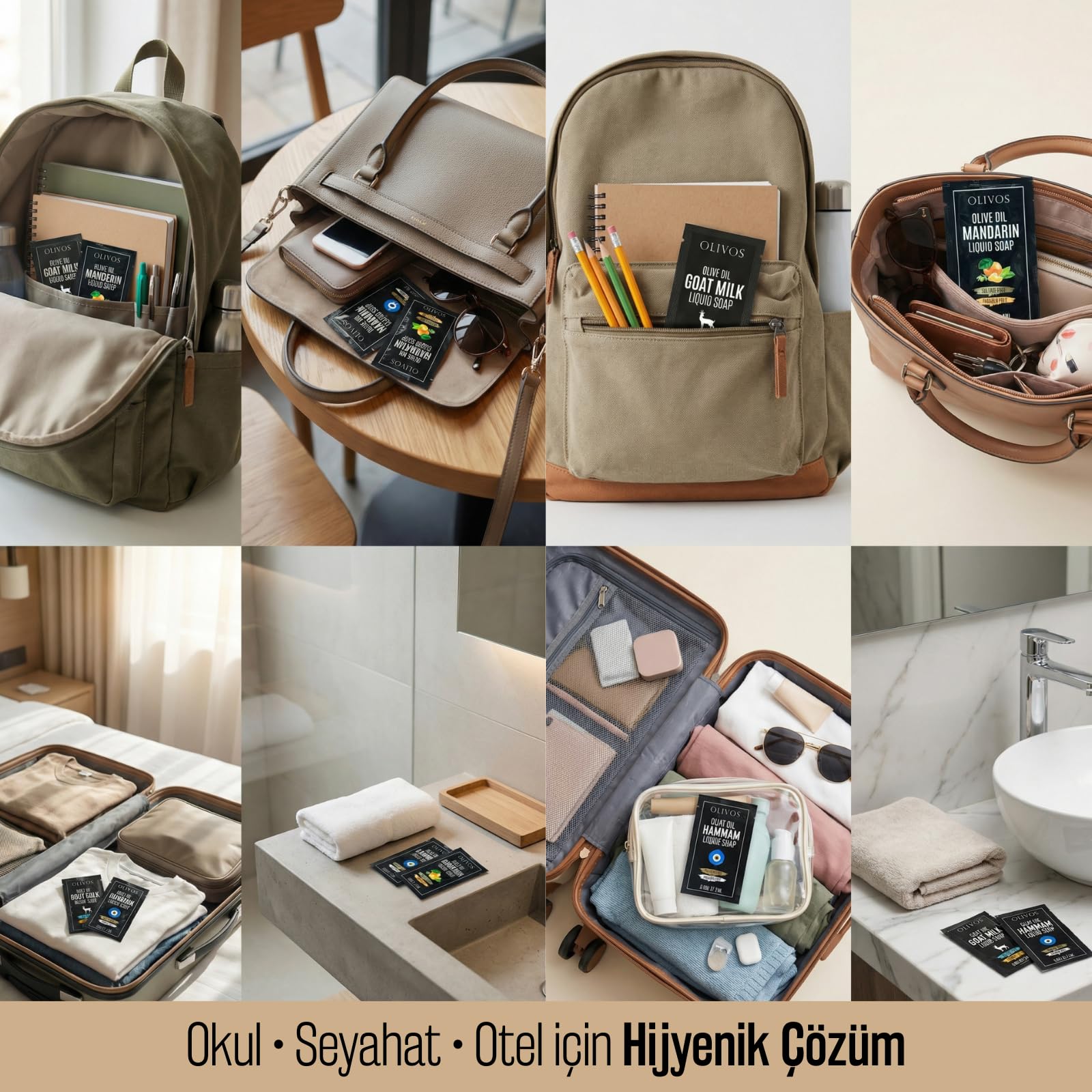 OLIVOS Tek Kullanımlık Zeytinyağlı Sıvı Sabun Seti, 2 ml x 75 Adet, Mandalina Hamam Keçi Sütü Serileri, Okul Seyahat Otel için, Paraben ve Sülfat İçermez, El Temizliği
