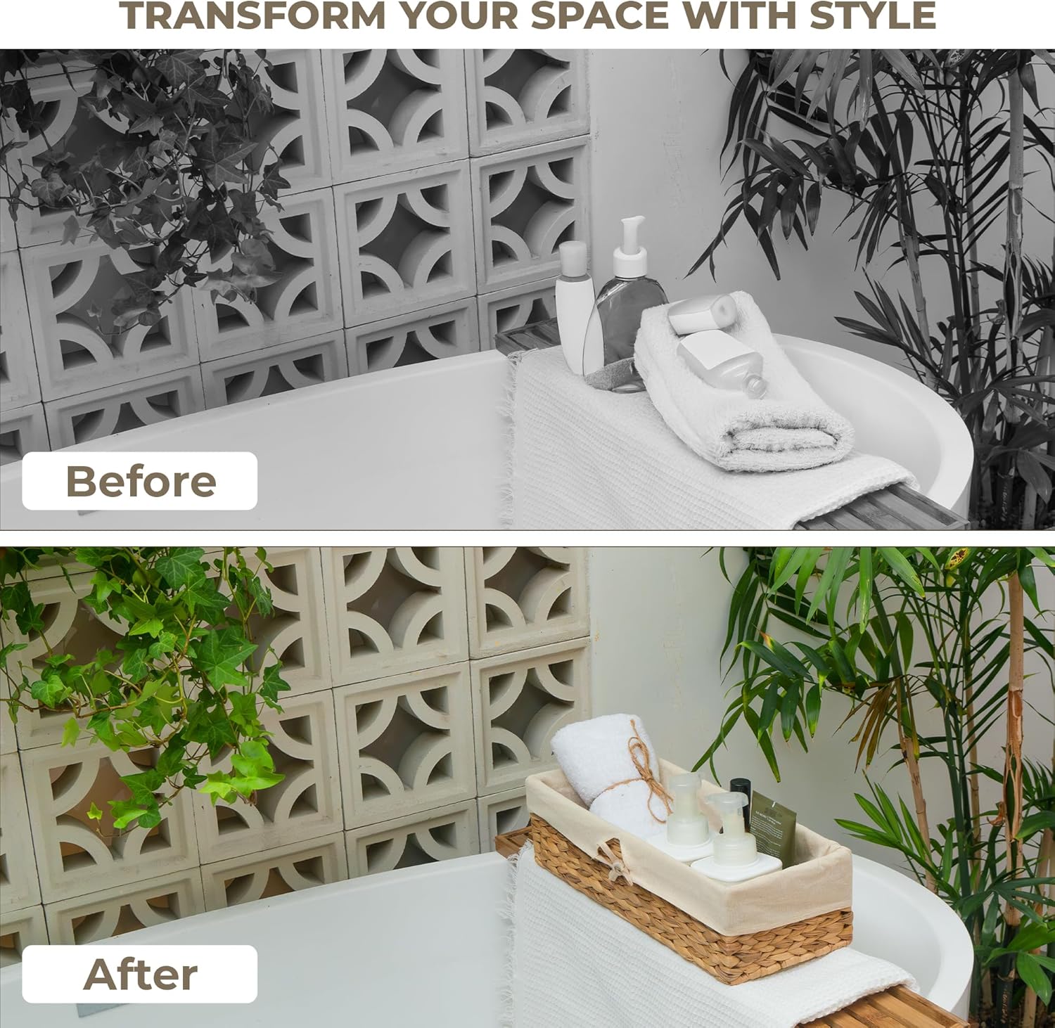 KOKODO Tank Topper and Toilet Holder Storage Baskets, Water hyacinth basket