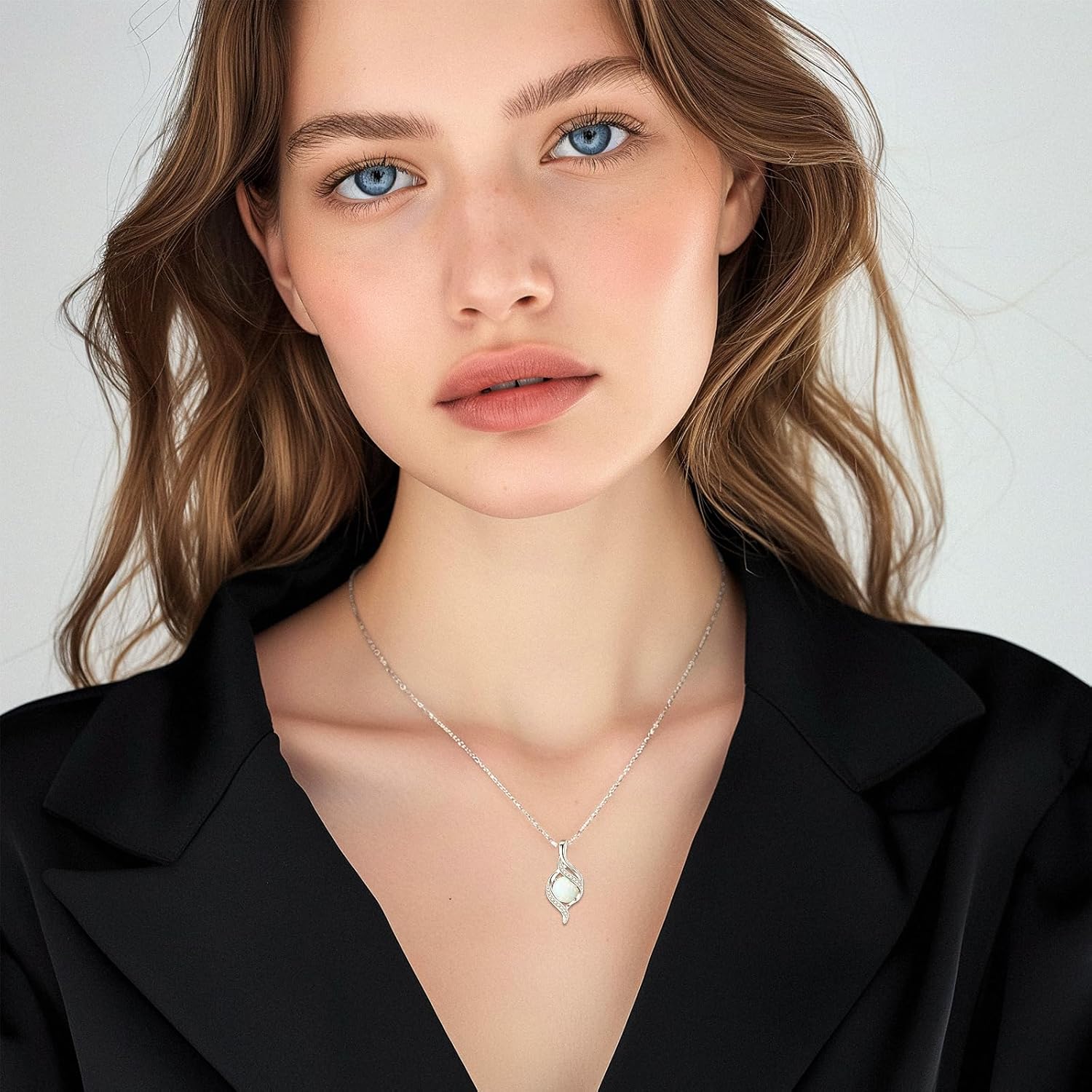 FANCIME Birthstone Necklace for Women Round Cubic Zirconia Necklace S925 Sterling Silver full Love Birthday Gifts for Mom Women - Image 3